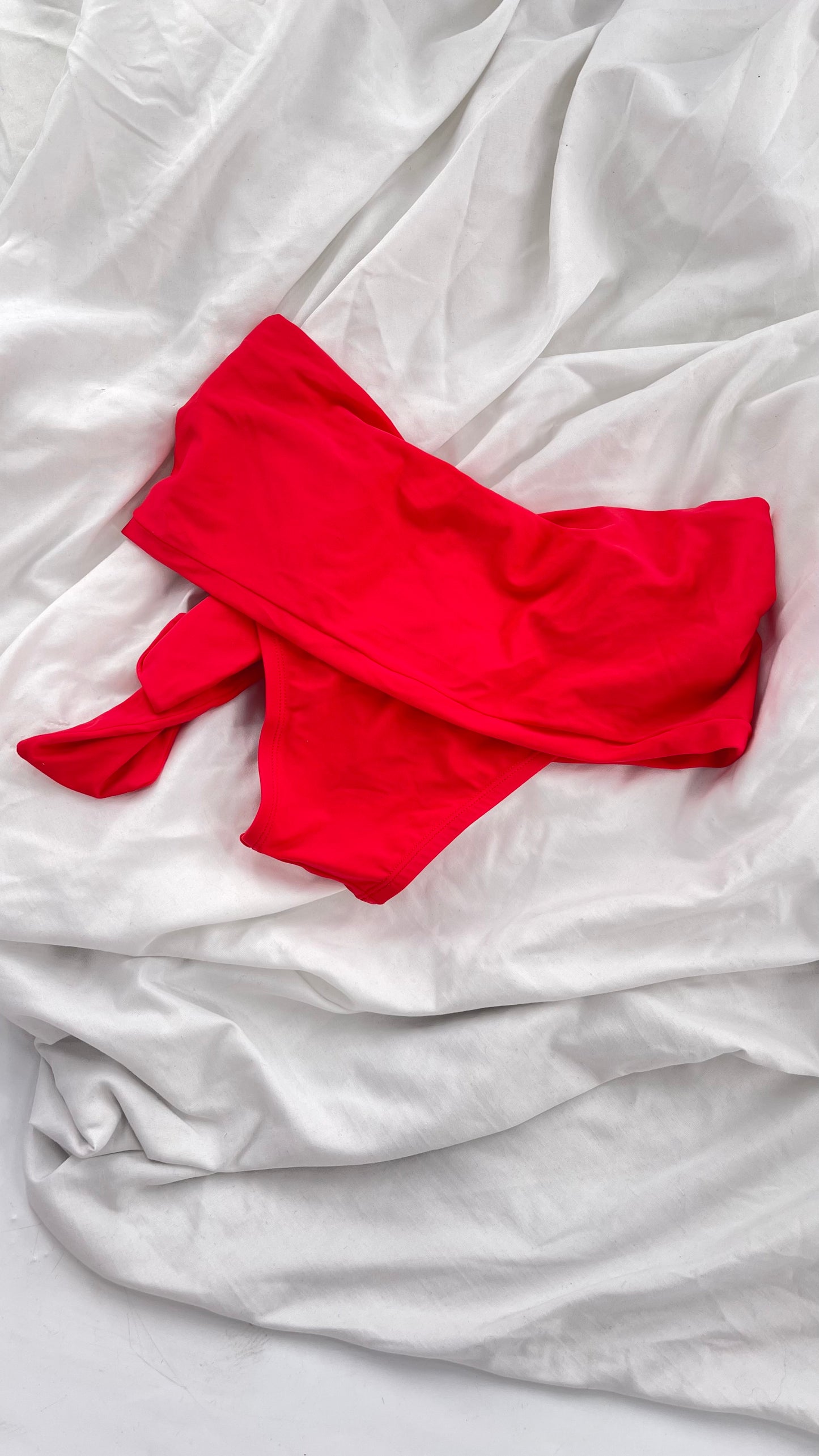 NY Apparel Group Sample Fold Over Side Tie Neon Coral Swim (Small)
