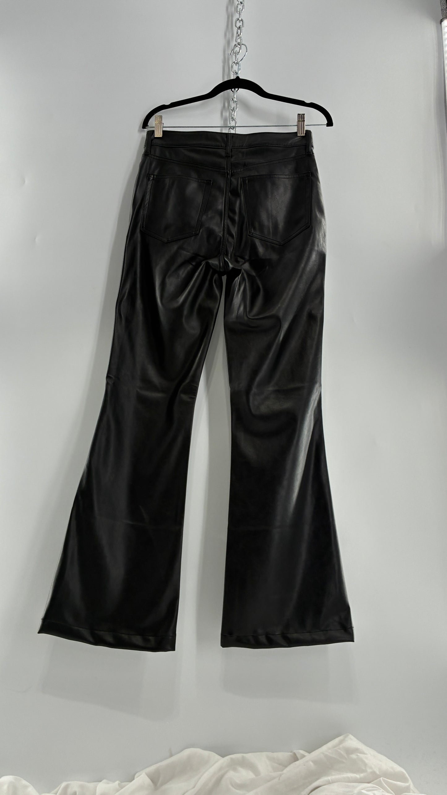 GAP Black Vegan Leather Flared Pants with Tags Attached (28/6R)
