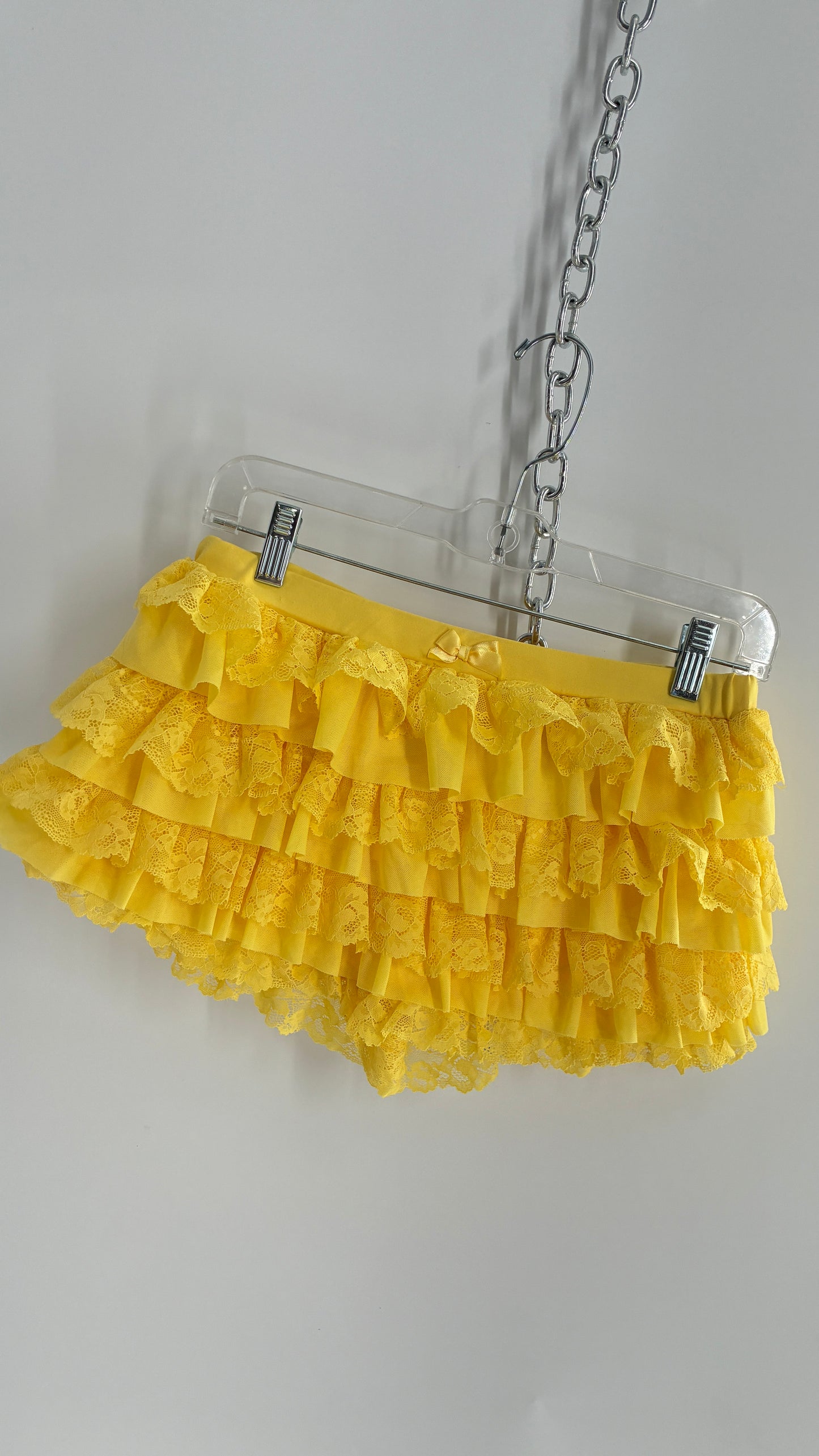 Vintage Yellow Lace Ruffle and Lace Micro Short (Small)