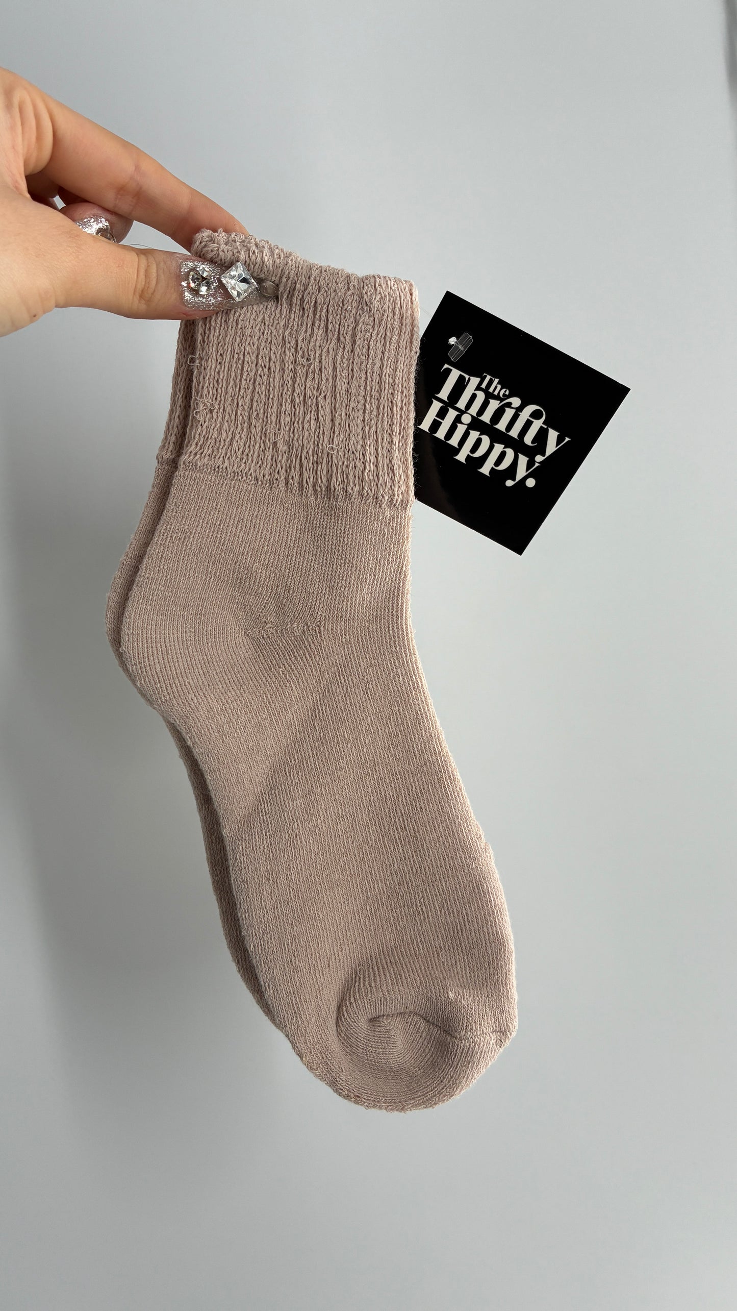 NWOT Knit Beige Crew Sock