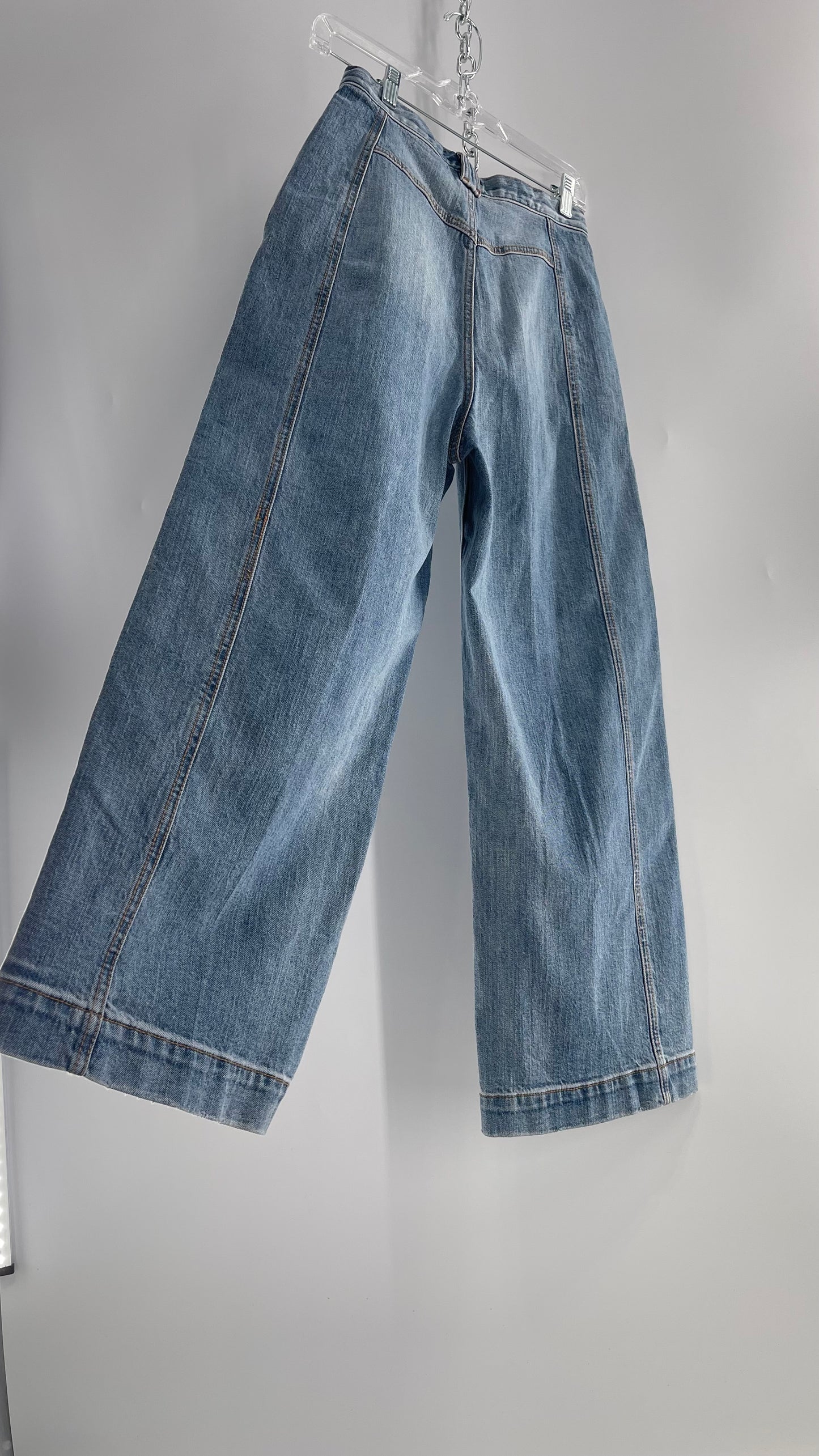 Free People Light Wash Wide Leg Slouchy Jeans (26)