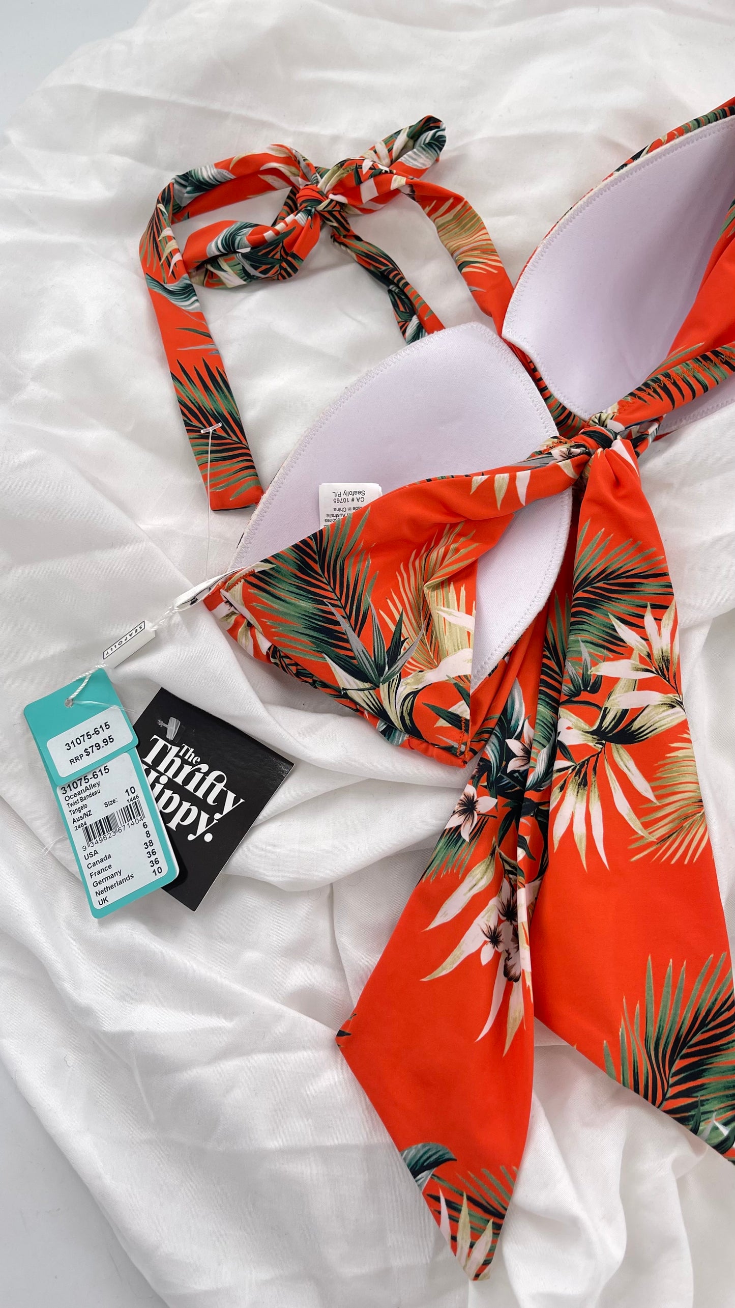 Anthropologie Sea Folly Orange Tropical Swim Set with Tags Attached (10 Top 12 Bottoms)