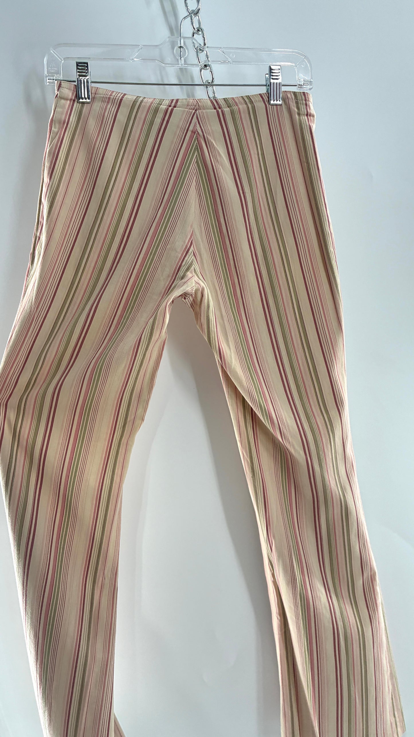 Rare Vintage TARK ‘1 Ultra Low Rise Pink and Green Striped Kick Flares