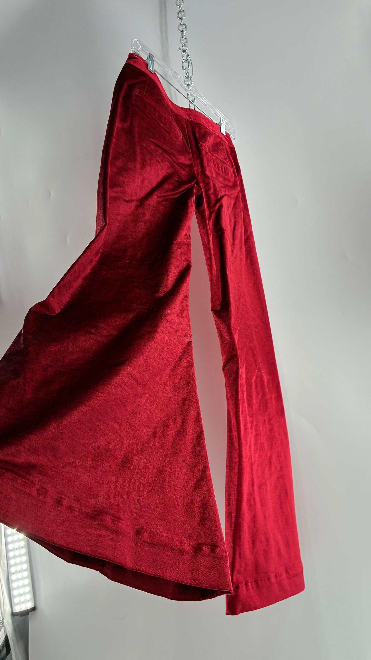 Free People Red Velvet Walk with You Kick Flare Hot Pants (2)