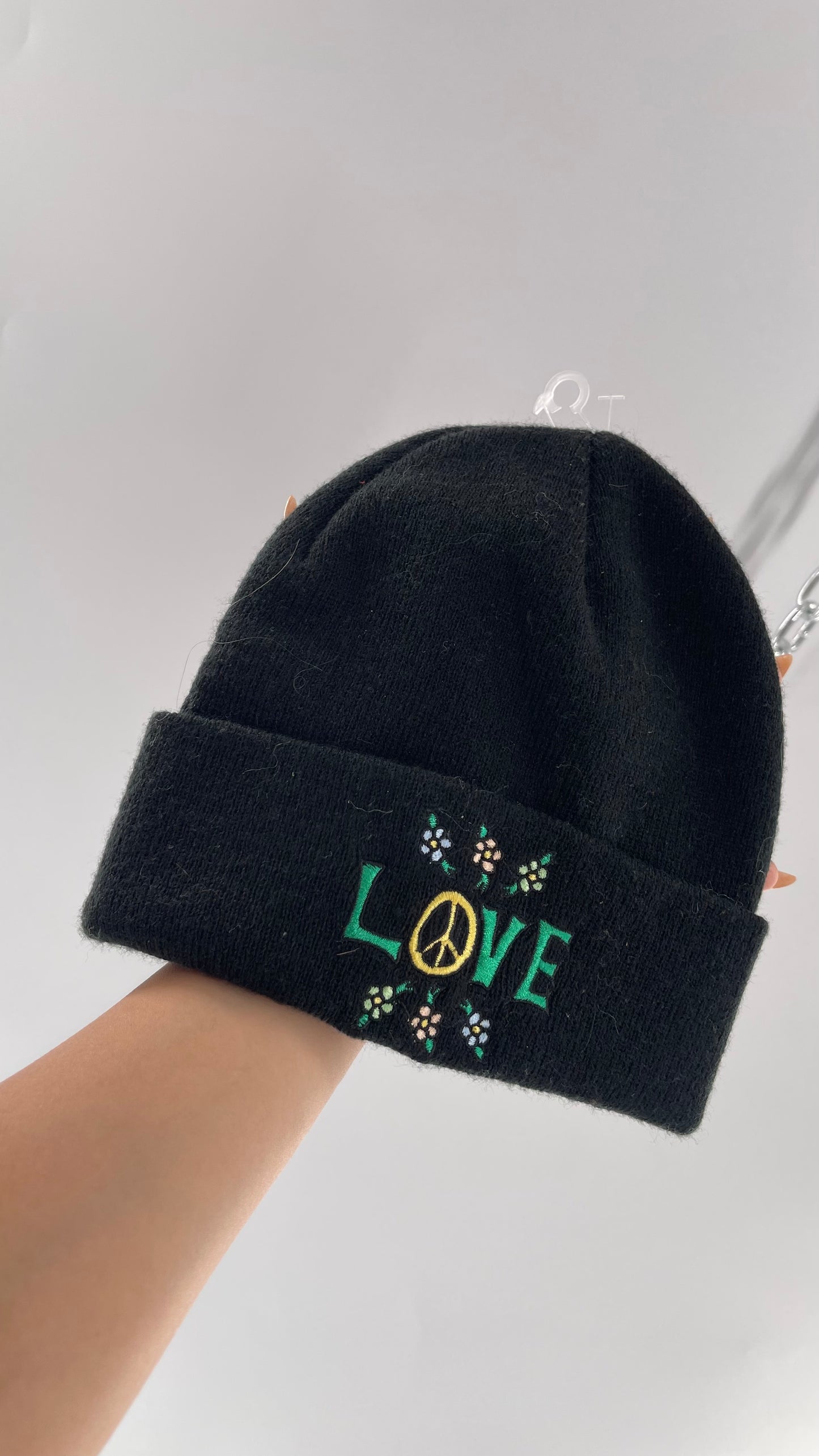 Coney Island Picnic Black Embroidered LOVE beanie