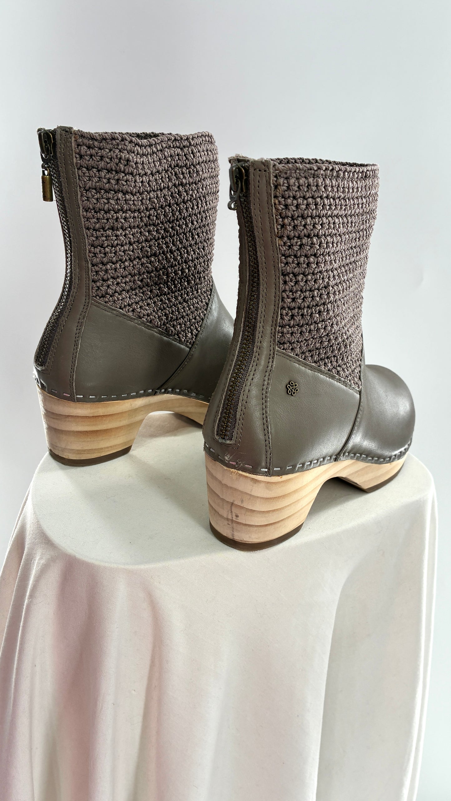 THE SAK Crochet and Leather Wooden Clog Boots (7)