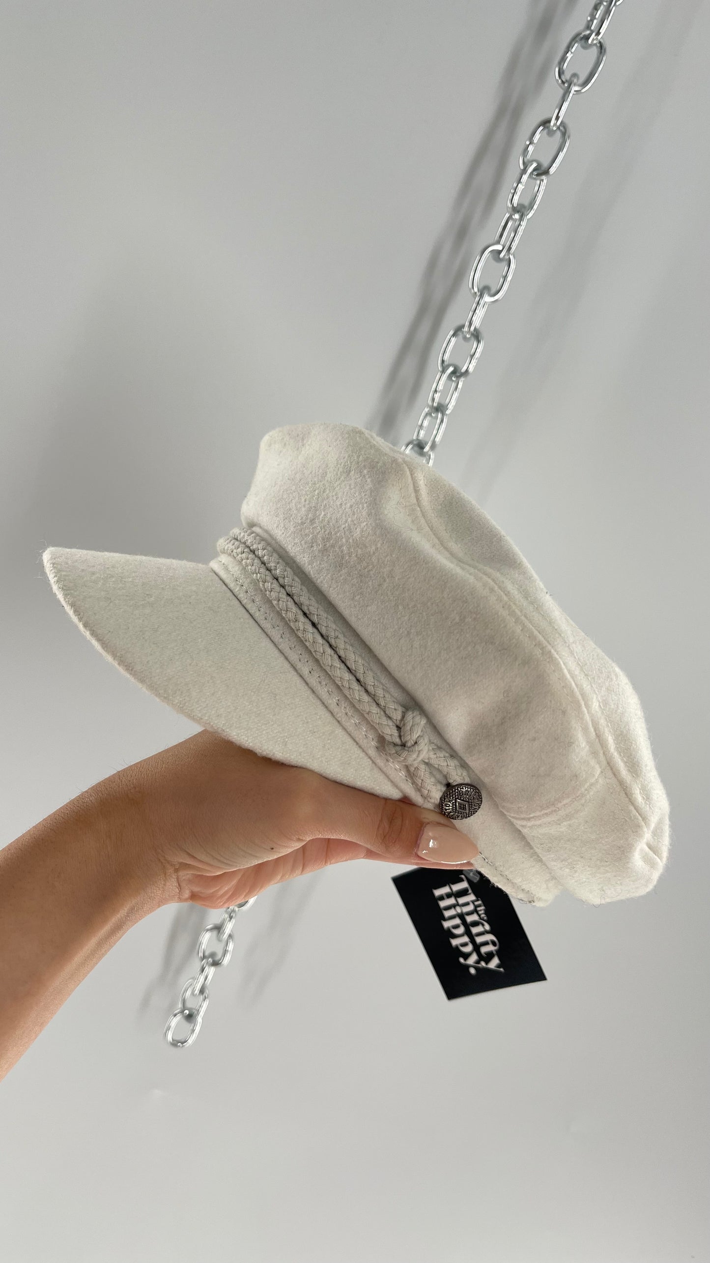 BRIXTON White Felt Newsboy Cap (6 3/4)