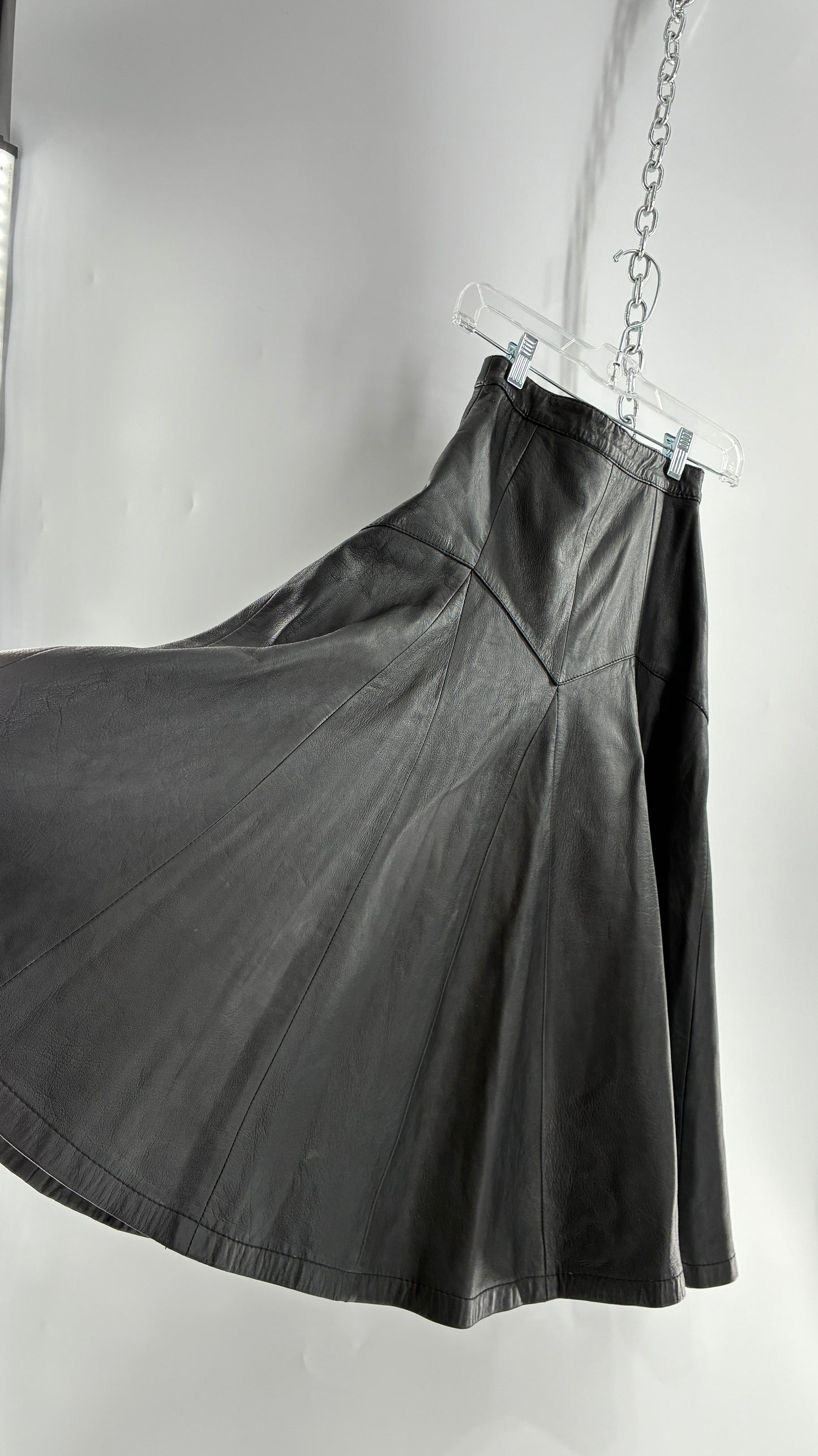 Vintage Fergs Omorro Leather Full Circle Skirt Made in Italy (XS)