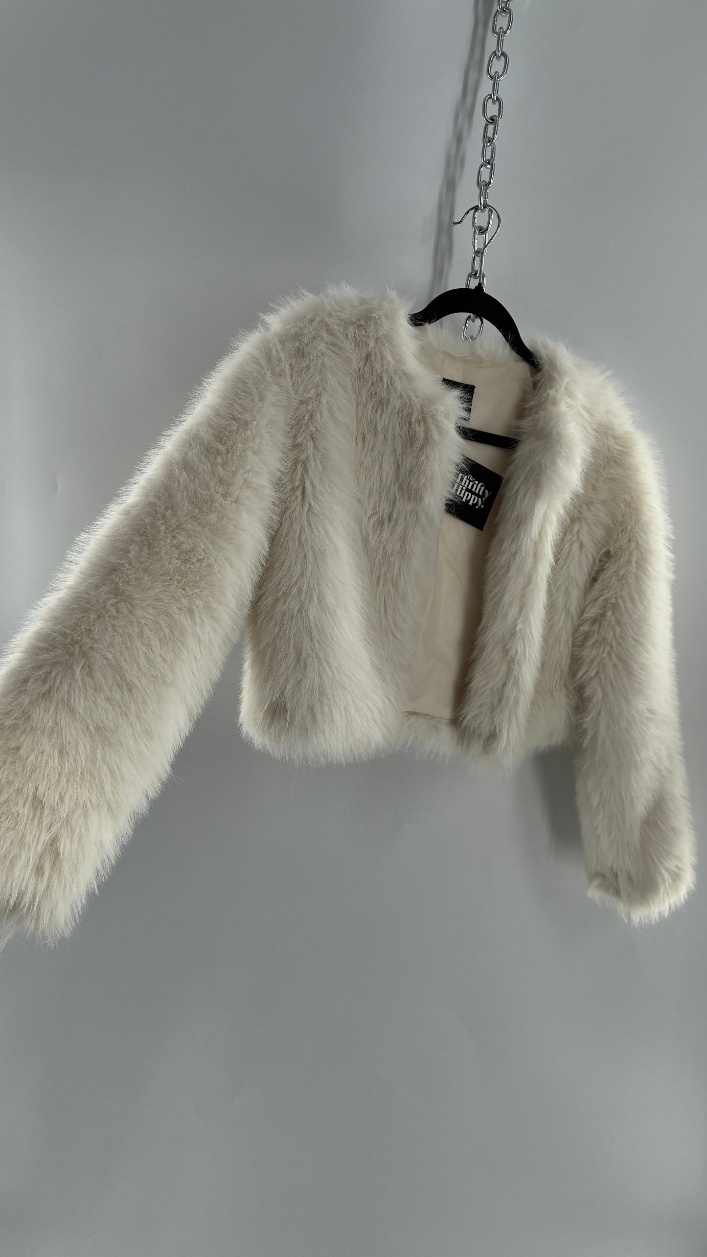 White Fluffy Cropped Jacket (Y14/XS/S)