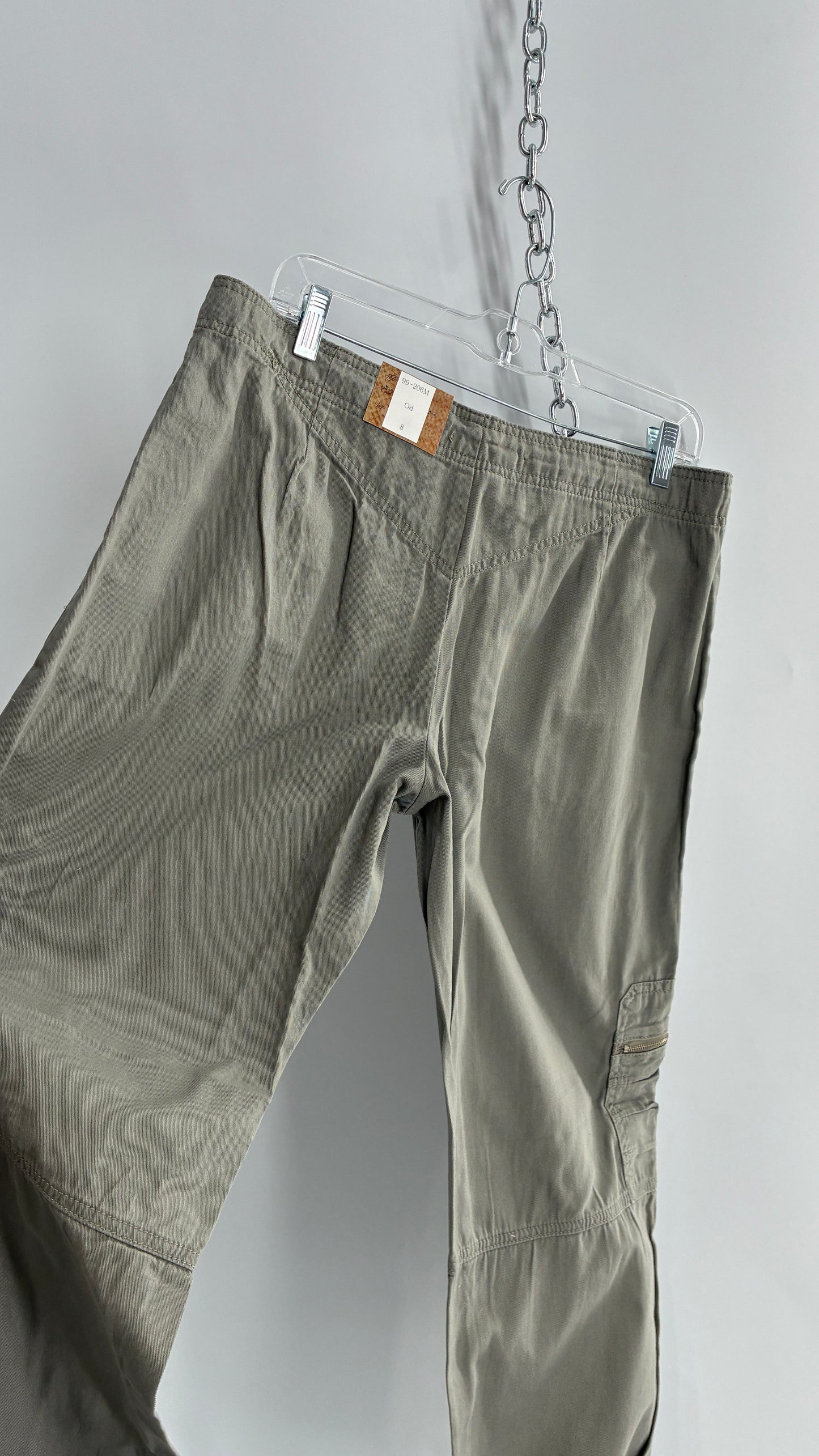 Deadstock Vintage MOKACHINO Grey Green Drawstring Cargos (8)