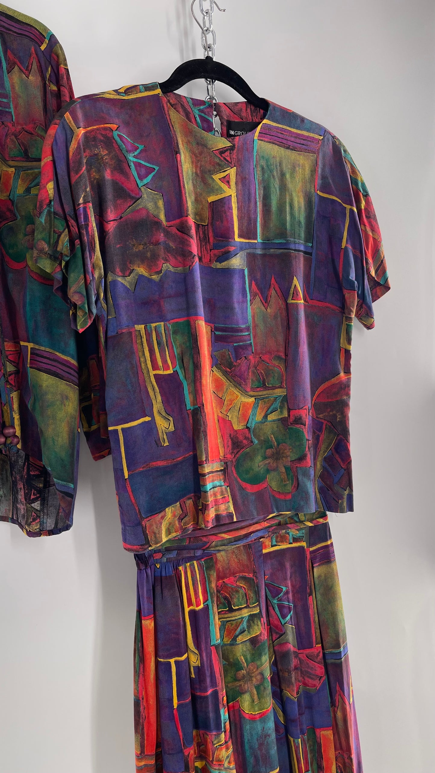 Vintage INGROUP LTD Abstract Art Girl 3pc Set -Skirt,T and Cape (2)
