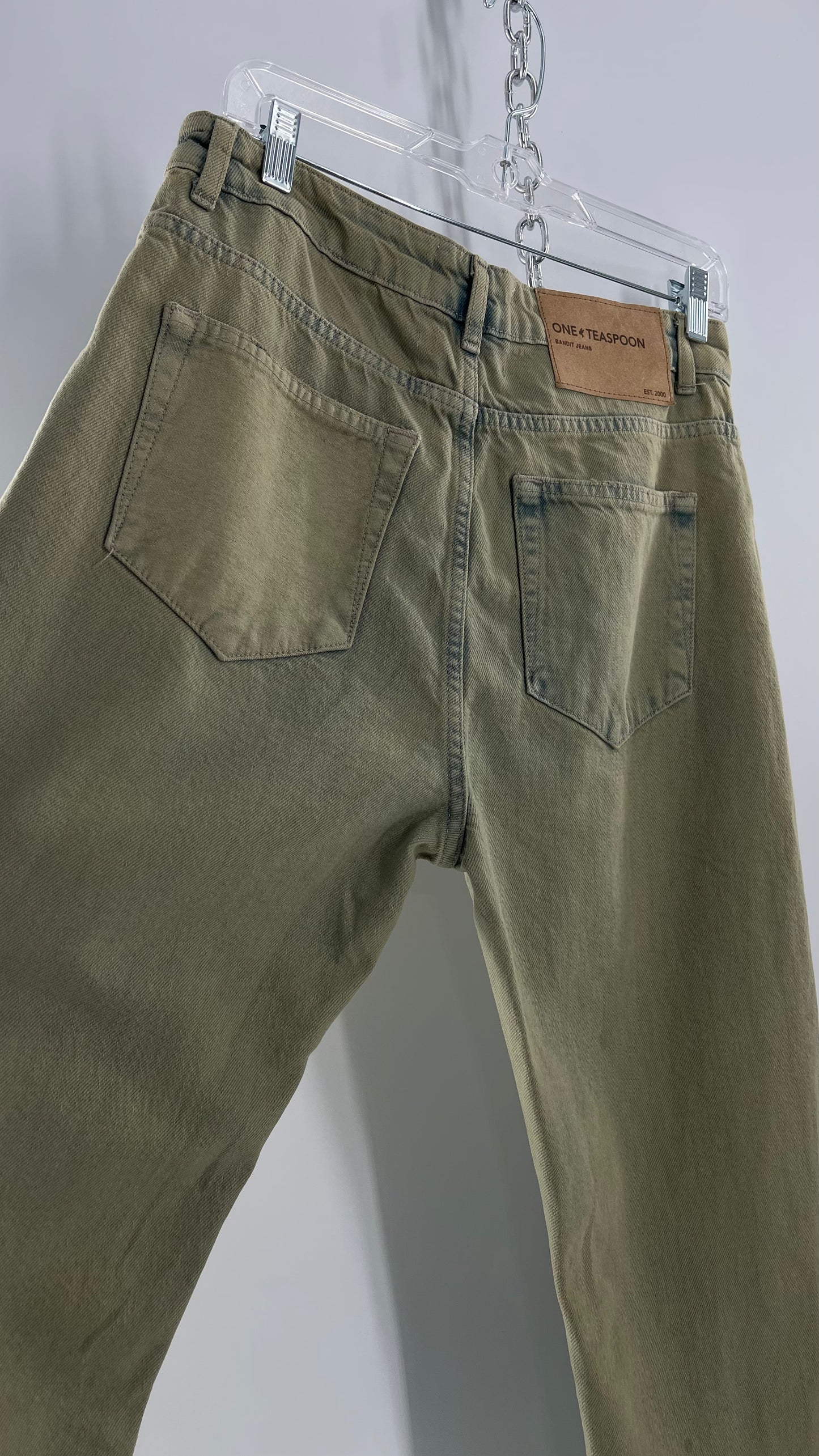One Teaspoon Distressed Baggy/Bandit Relaxed Jean with Green Hue/Wash (Khaki Haze) (25)