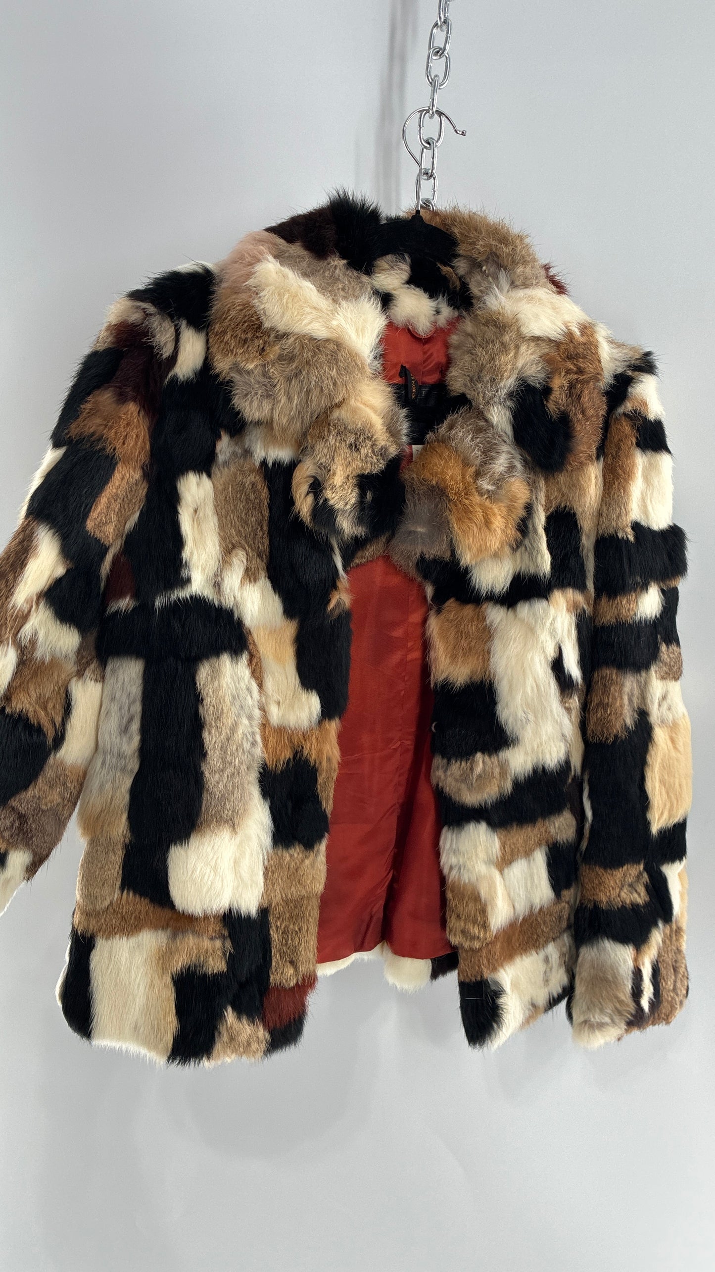 Vintage 1970s FURMOSTE Genuine French Rabbit Fur Patchwork Jacket (7/8)