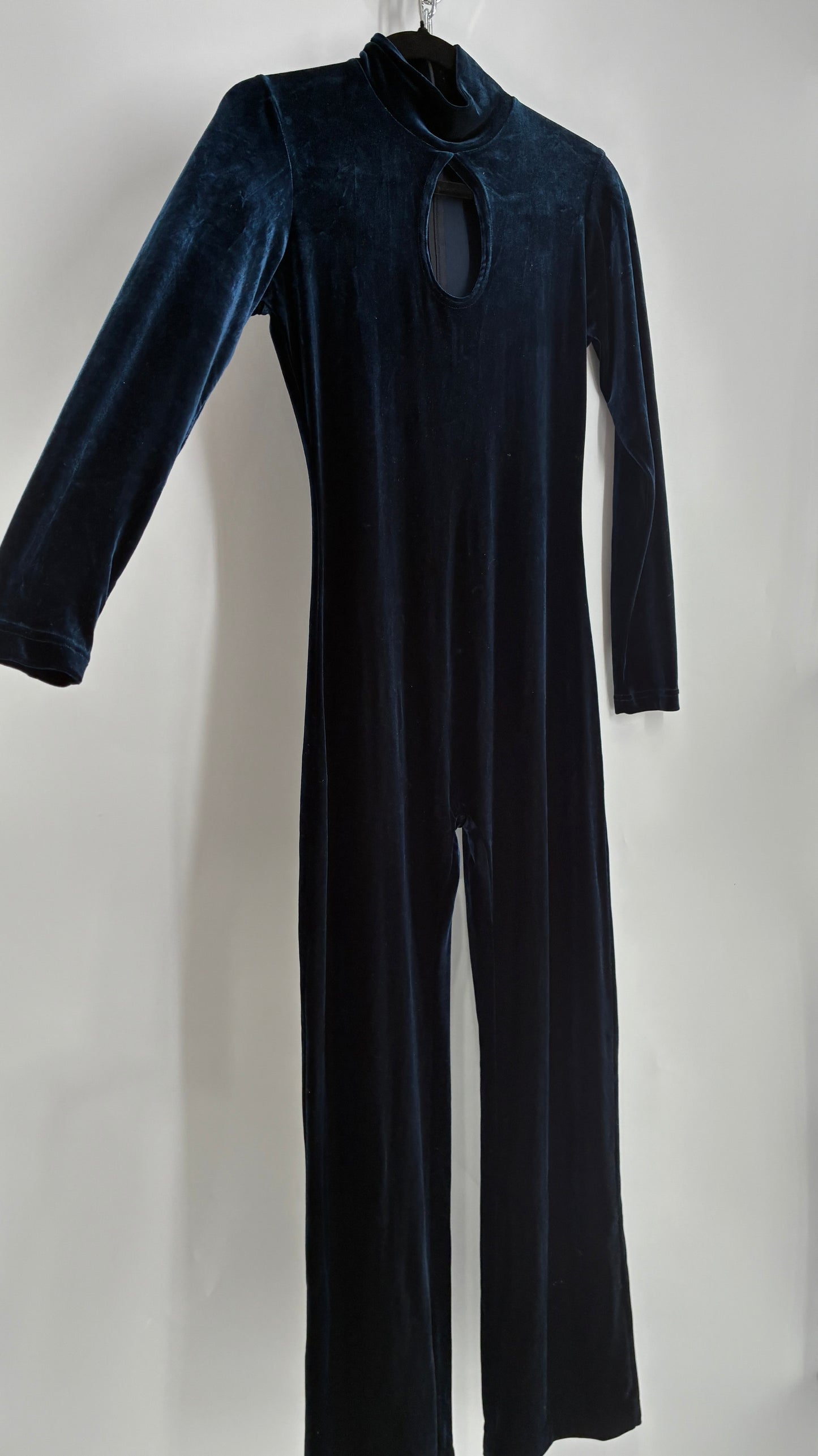 Vintage 1990s MODA INTERNATIONAL Midnight/Navy Blue Jumpsuit with Cut Out Keyhole Detail (Small)
