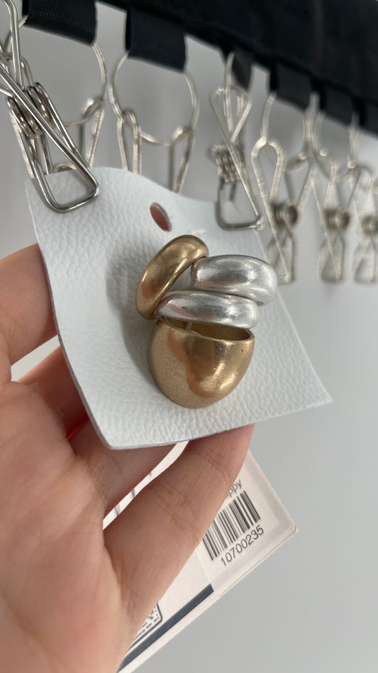 Free People Heavy Duty Mixed Metal Ring Set