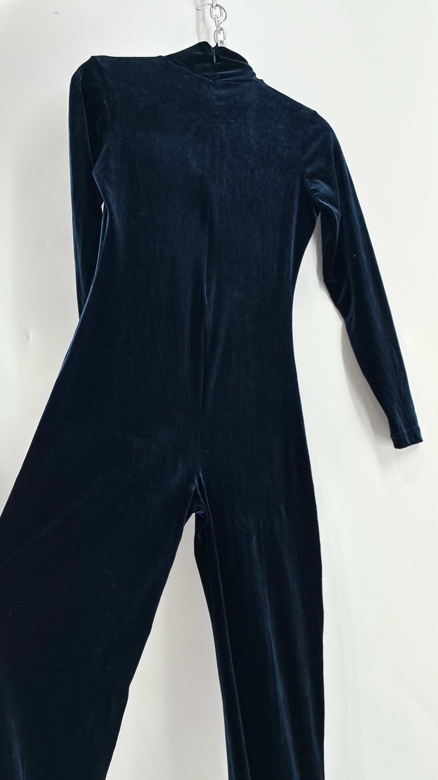 Vintage 1990s MODA INTERNATIONAL Midnight/Navy Blue Jumpsuit with Cut Out Keyhole Detail (Small)