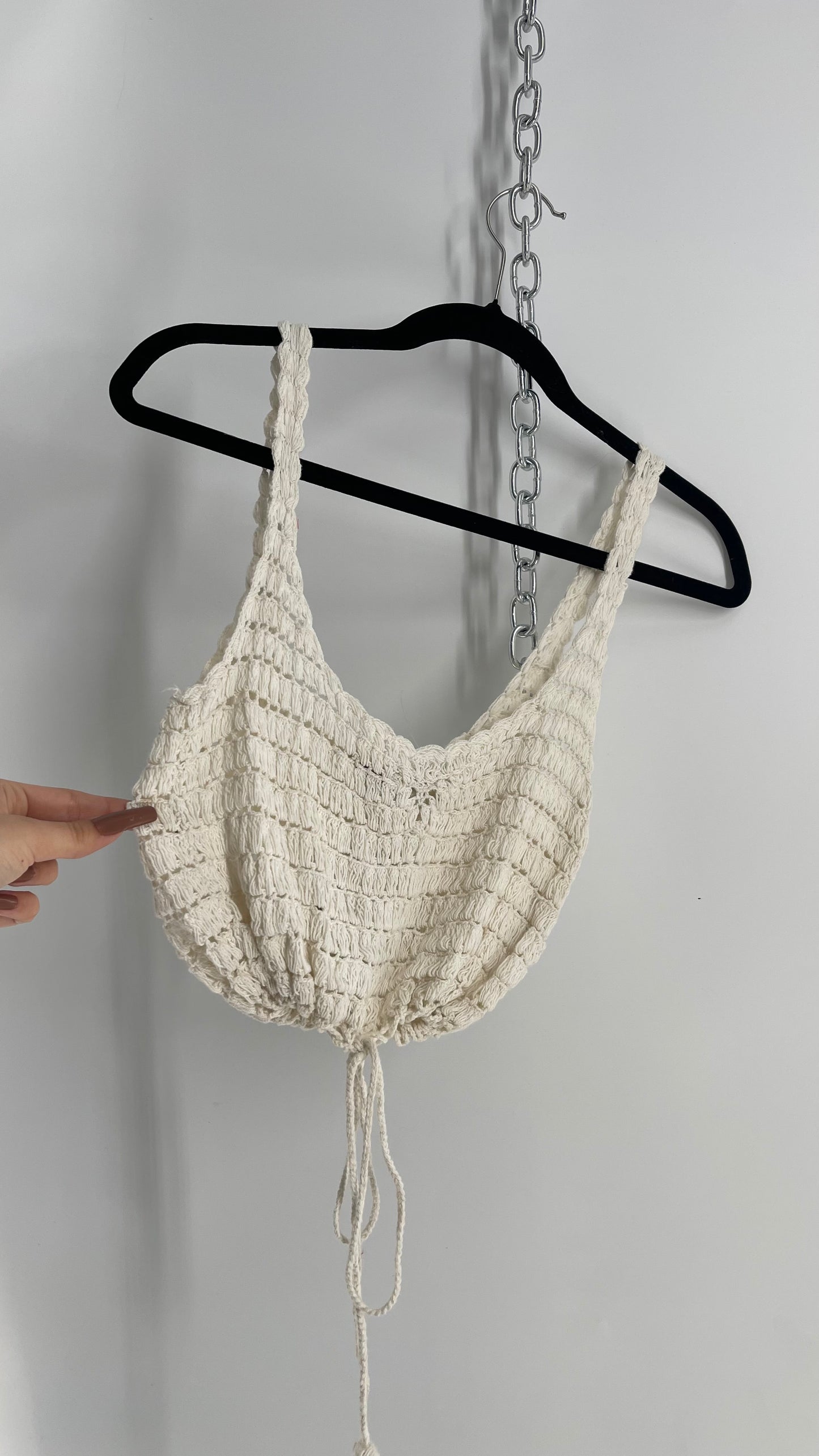 Out from Under Urban Outfitters Off White Crochet Adjustable Tank (Small)