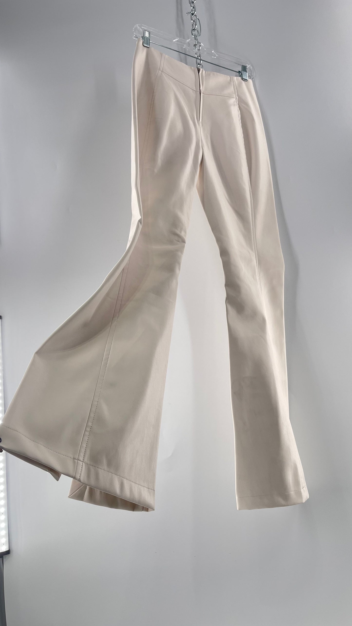 Free People White Cream Faux Flare Leather Pants (29)