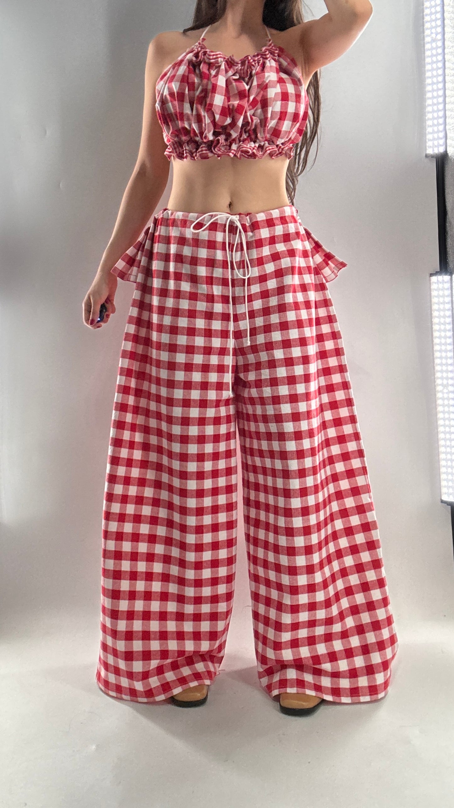 Vintage Handmade Picnic Red/White Gingham Two Piece Set (XS-L)
