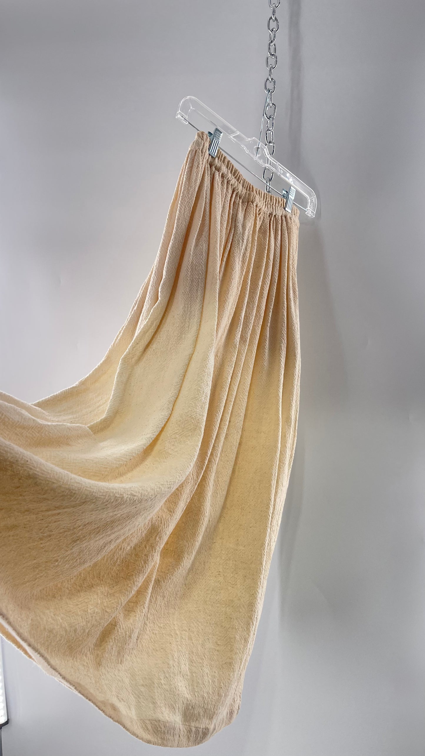 Vintage 1970s SANGAM Imports 100% Cotton White Maxi Skirt Made in India (Medium)