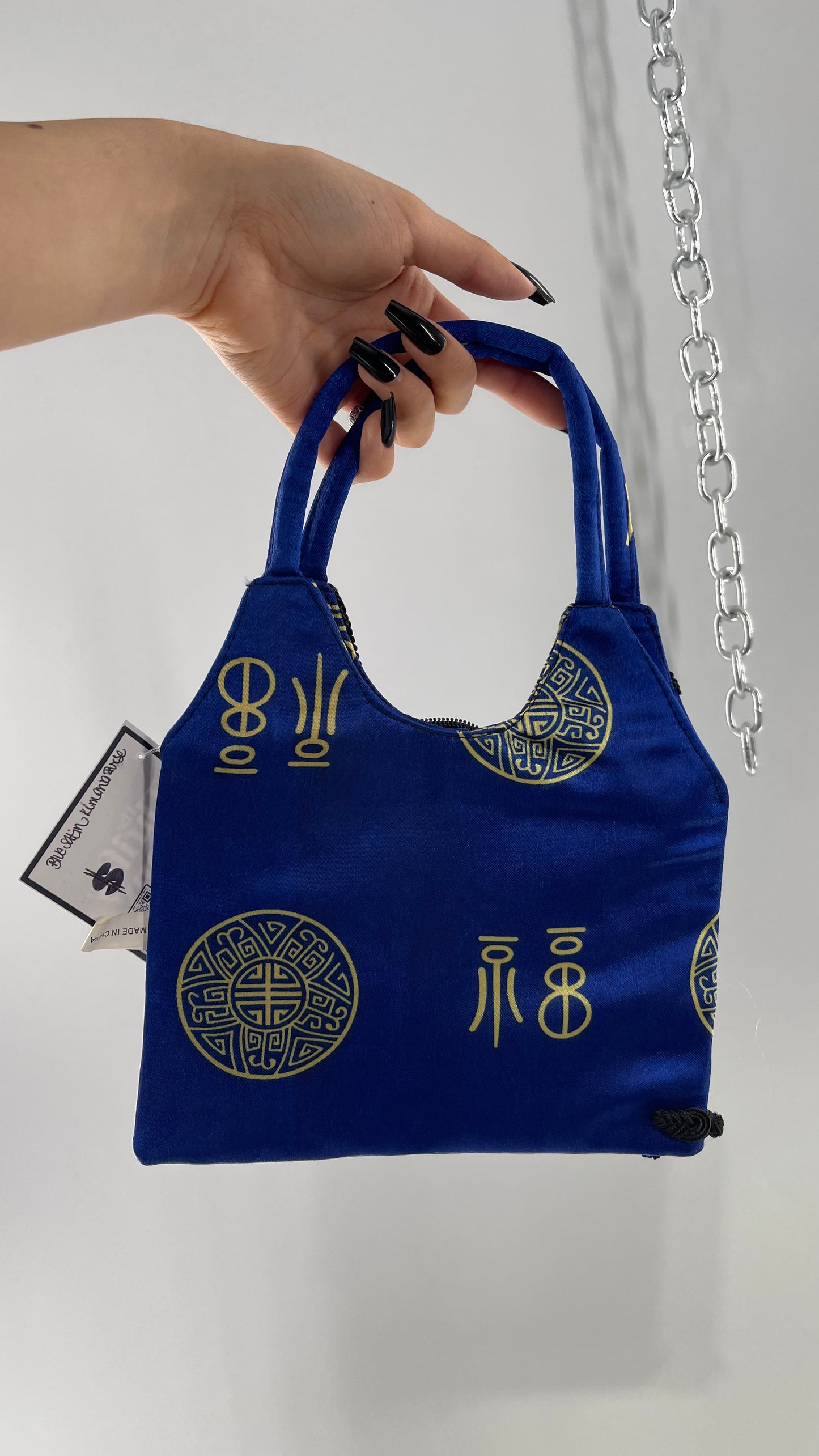 Royal Blue Satin Kimono Mini Purse