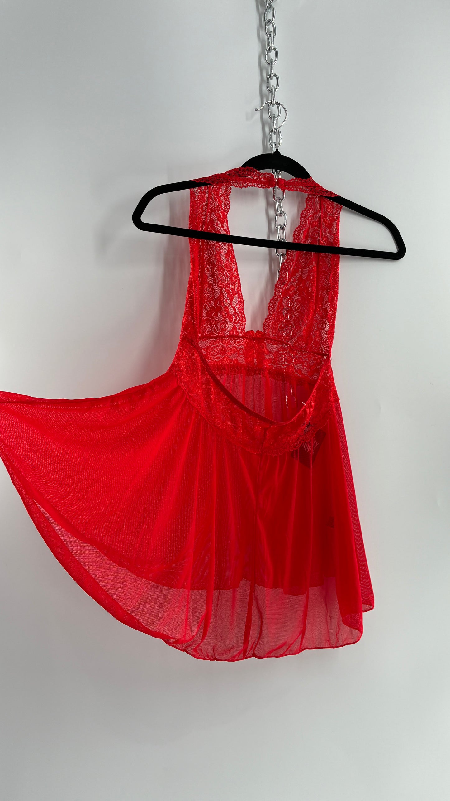 Vintage H.O.T Red Lace Baby Doll Halter (One Size)