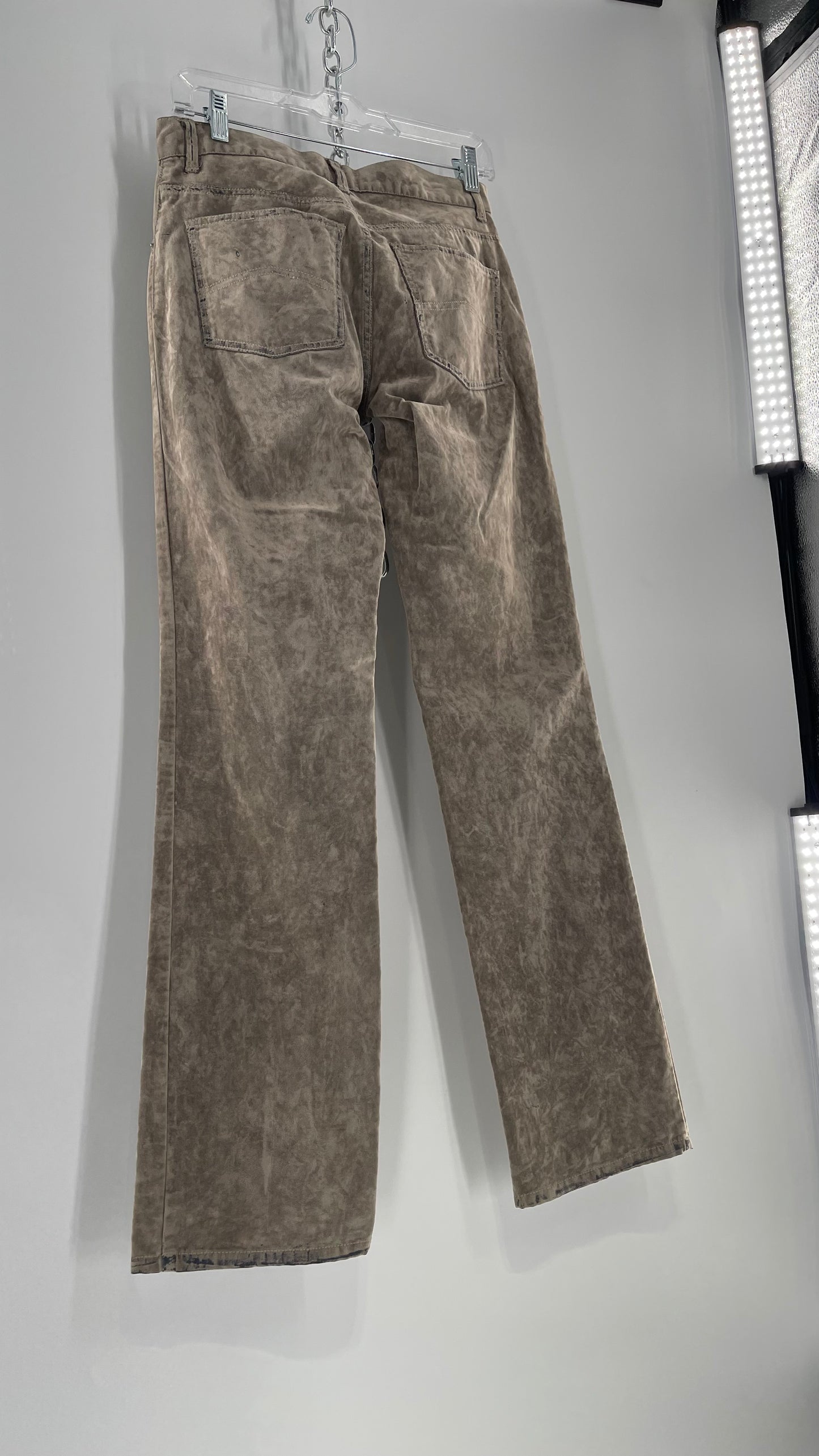 Armani Exchange Grey Velour Straight Legs with Denim Seam Details (Size 4)