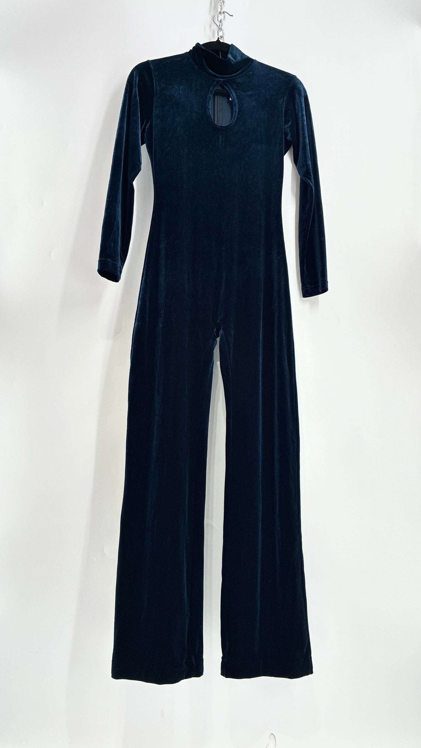 Vintage 1990s MODA INTERNATIONAL Midnight/Navy Blue Jumpsuit with Cut Out Keyhole Detail (Small)