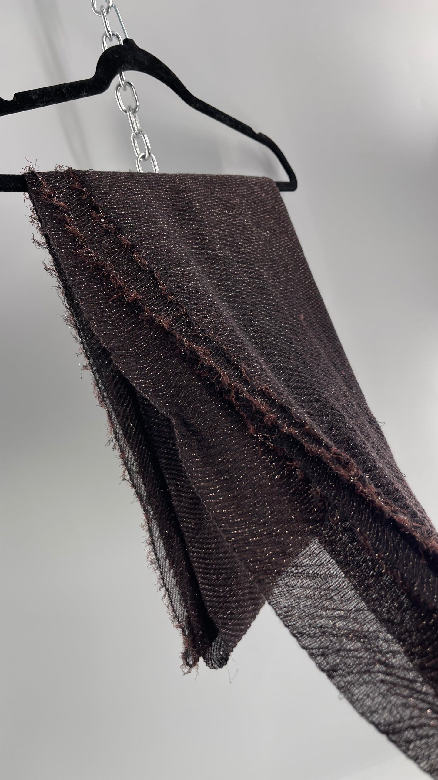 Maurice’s Black Thin Knit Voluminous Scarf with Bronze Woven Tinsel
