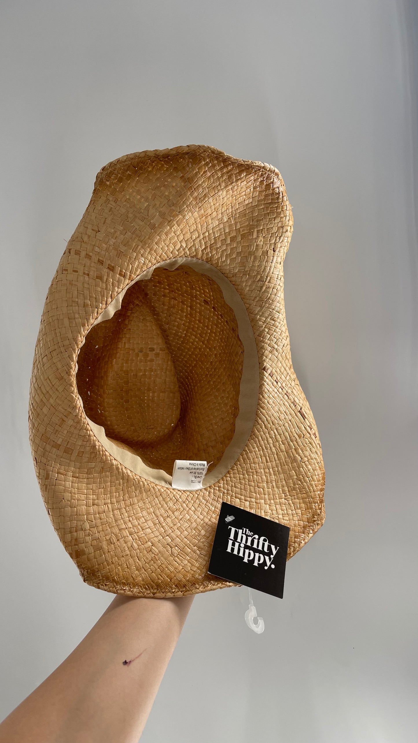 Vintage Straw Hat with Feather Band
