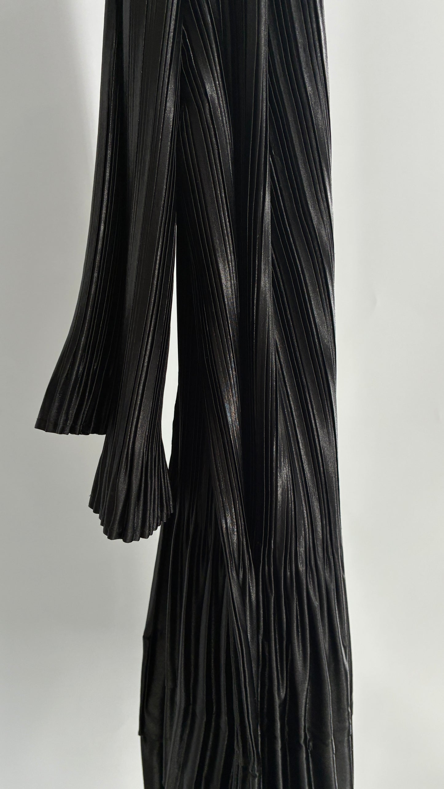 Vintage MINI PLEATS Black Tiered Dress (M-L)
