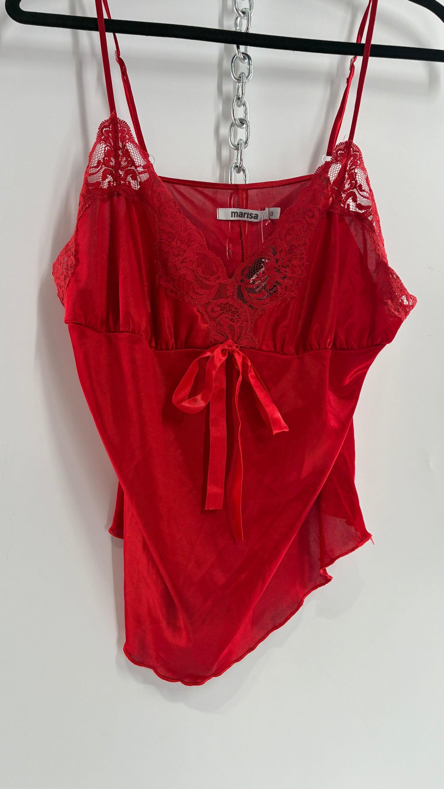 Vintage MARISA Red Lace Trim Camisole (Large)