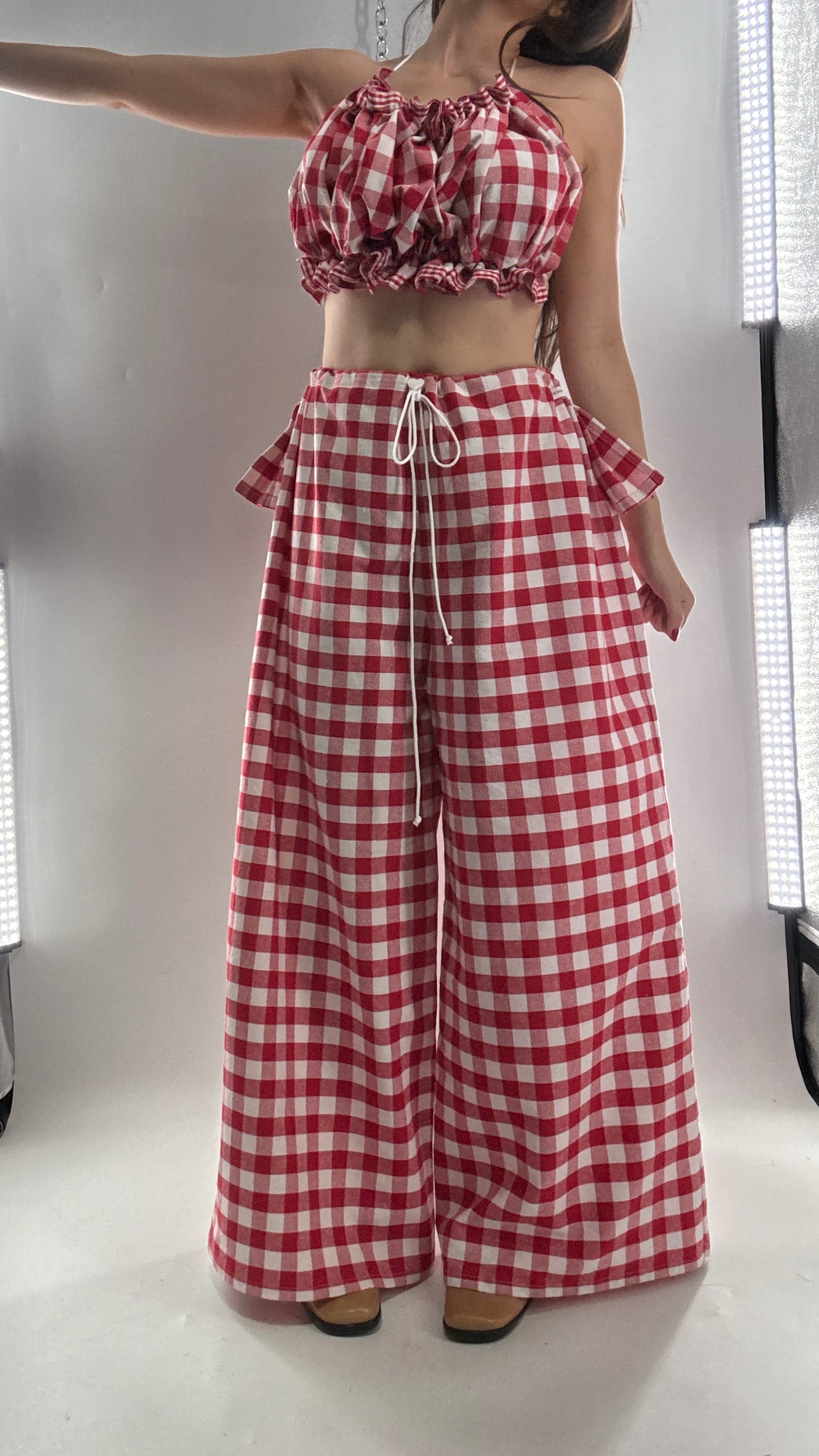 Vintage Handmade Picnic Red/White Gingham Two Piece Set (XS-L)