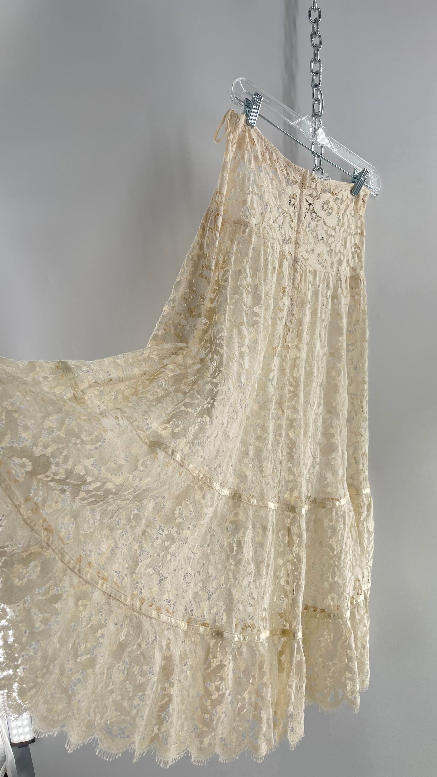 Vintage Jessica McClintock Delicate Off White Lace Skirt (7/8)