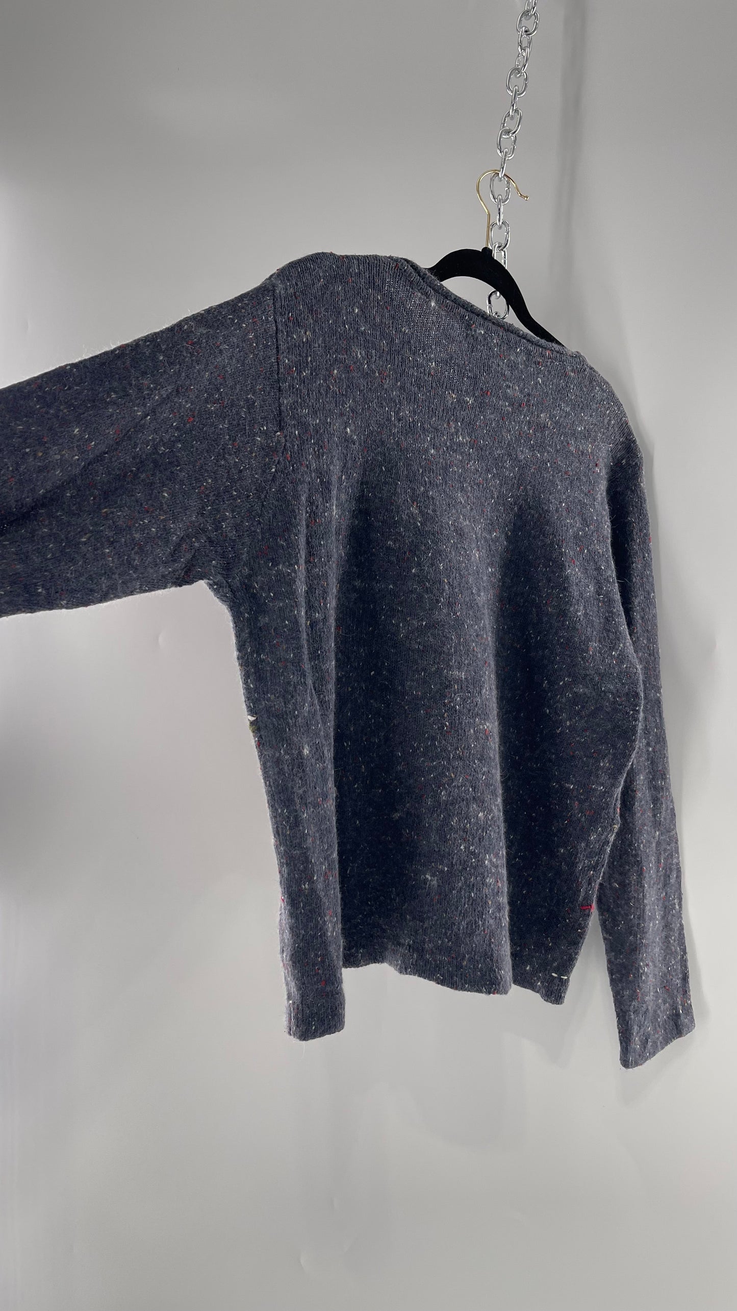 Vintage Urban Outfitters Christmas/Holiday Sweater with Festive Snowmen Snowflakes, and Contrast Stitch Detail (S)