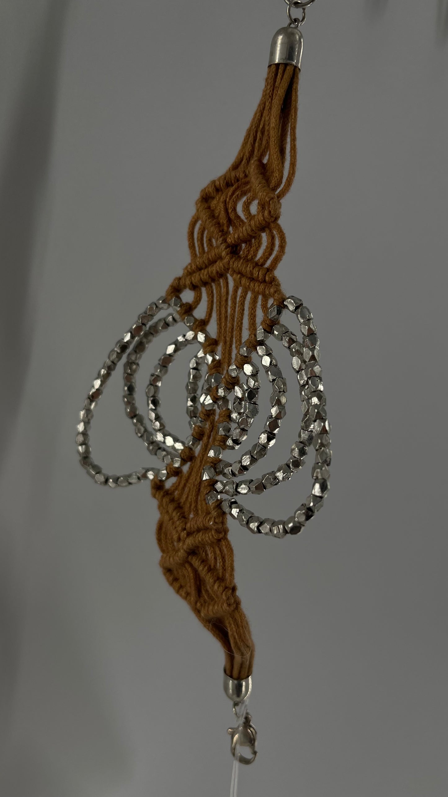 Free People Macrame Bracelet with Silver Metal Butterfly