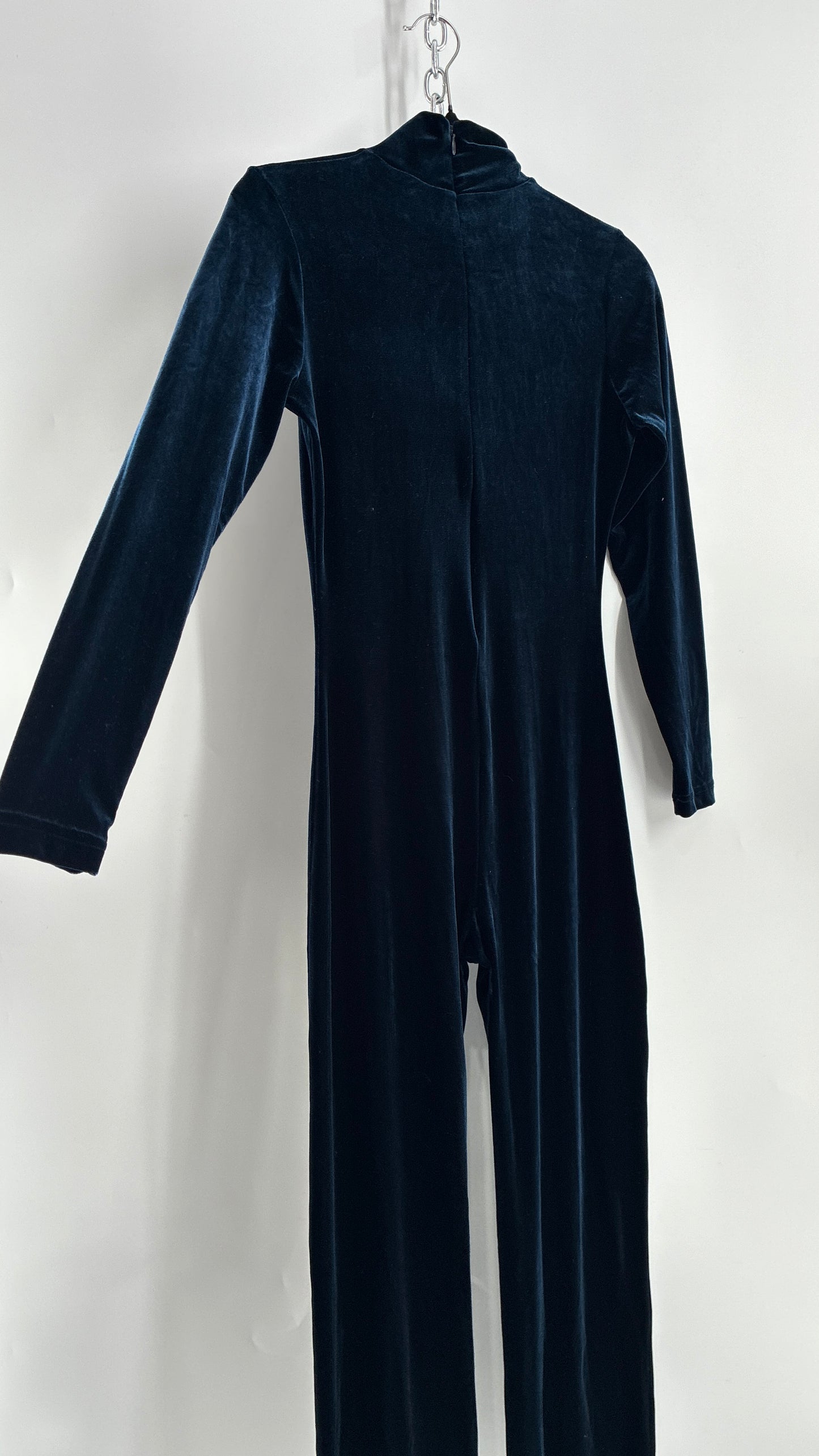 Vintage 1990s MODA INTERNATIONAL Midnight/Navy Blue Jumpsuit with Cut Out Keyhole Detail (Small)
