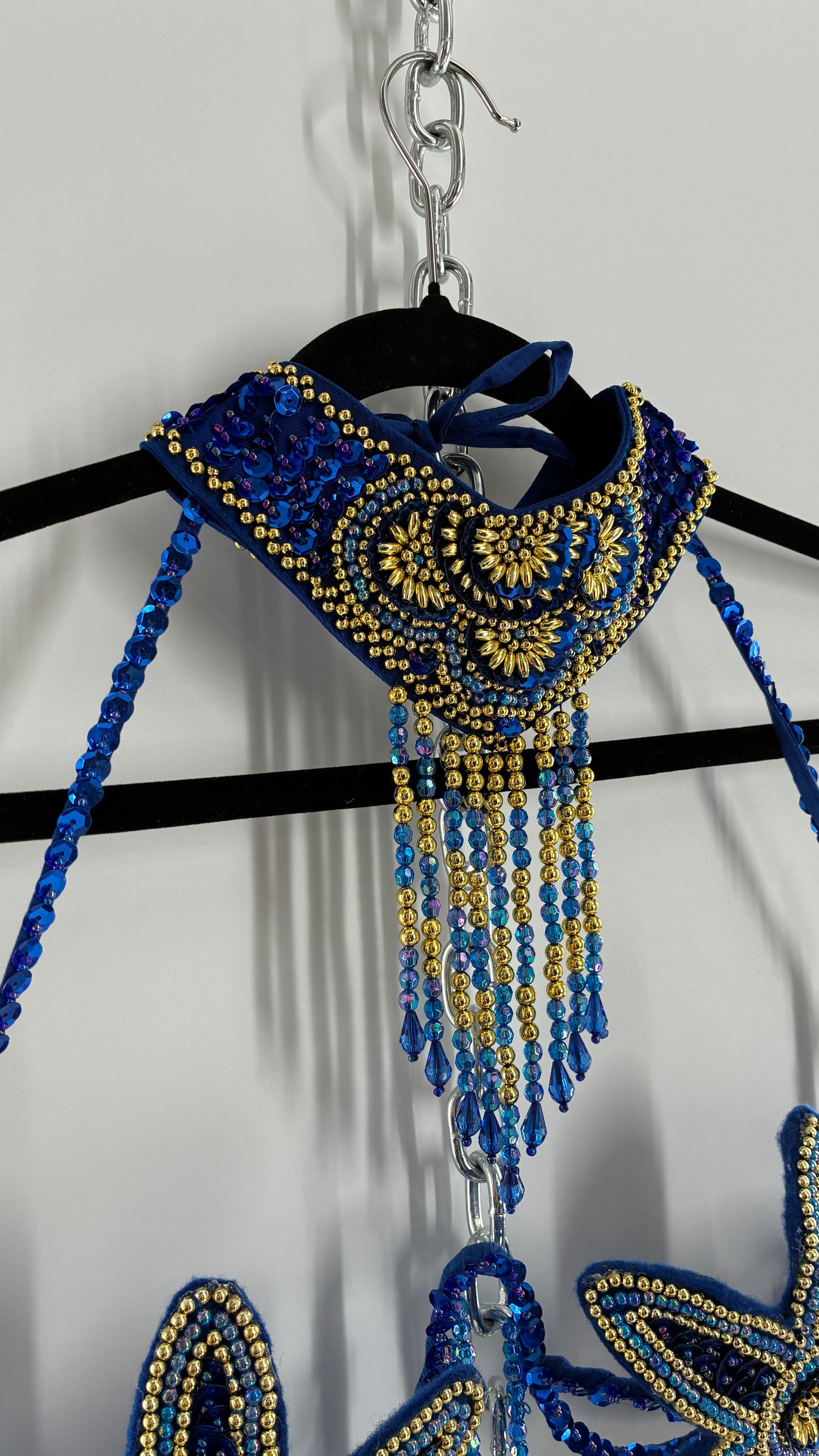 Vintage Royal Blue and Gold Beaded Belly Dancing Set