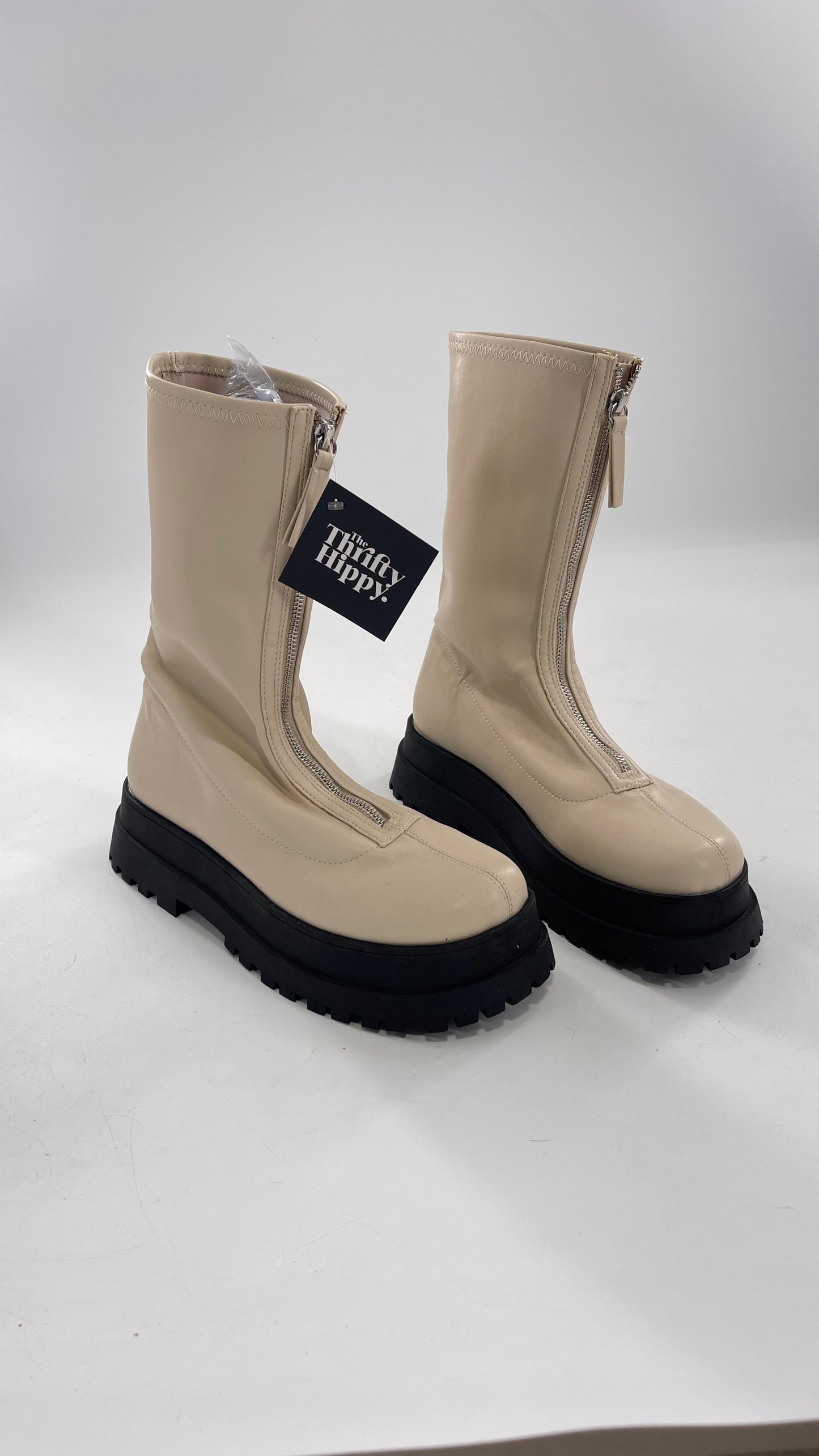 Urban Outfitters Cream Zip Front Boot with Contrast Platform (10)