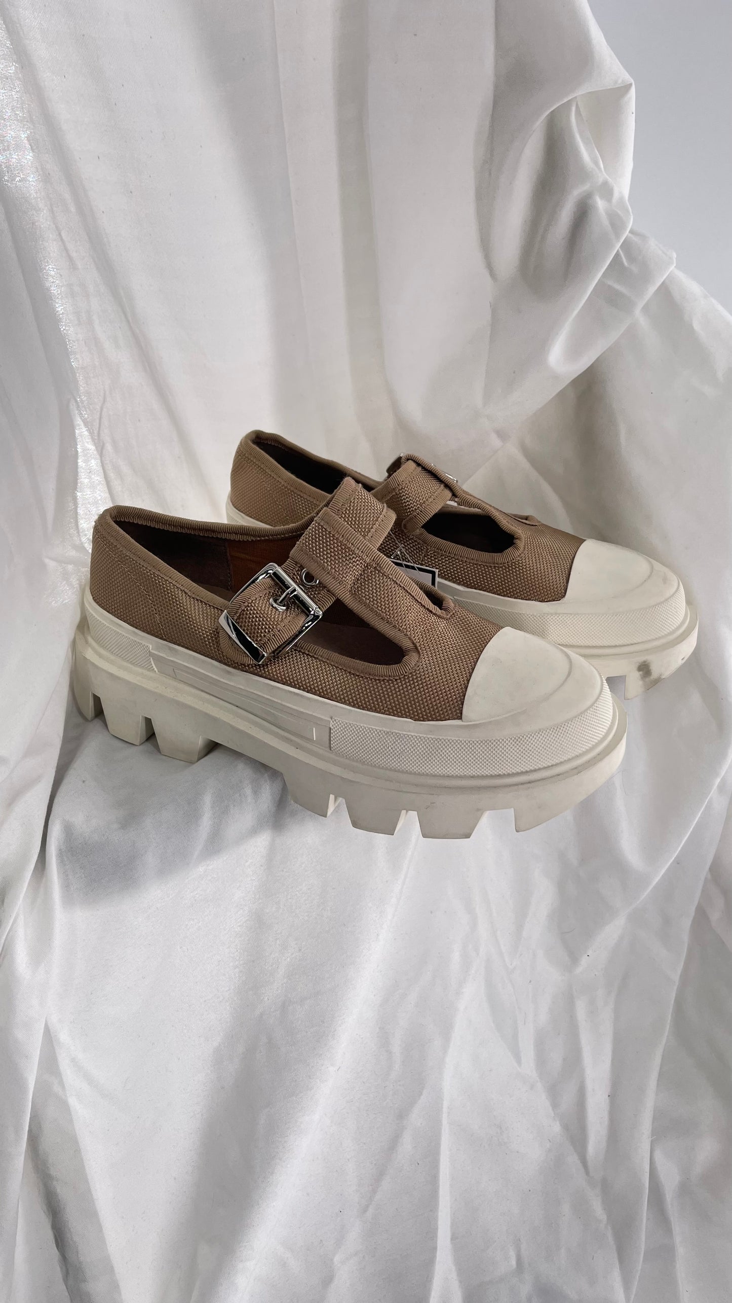 Jeffrey Campbell Marley Tan Canvas Mary Janes (6)