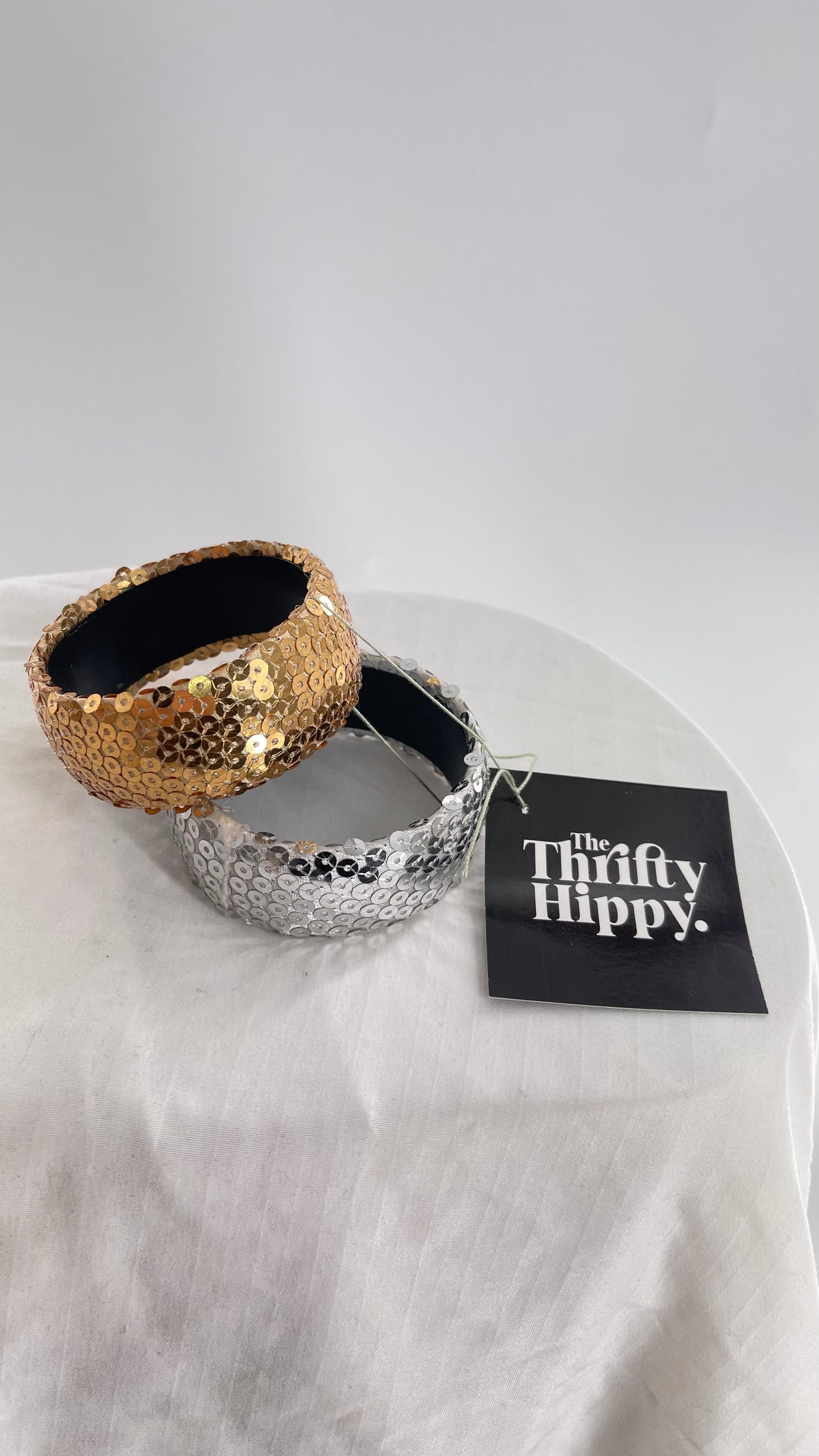 Vintage Sequin Metallic Rocker Bangles