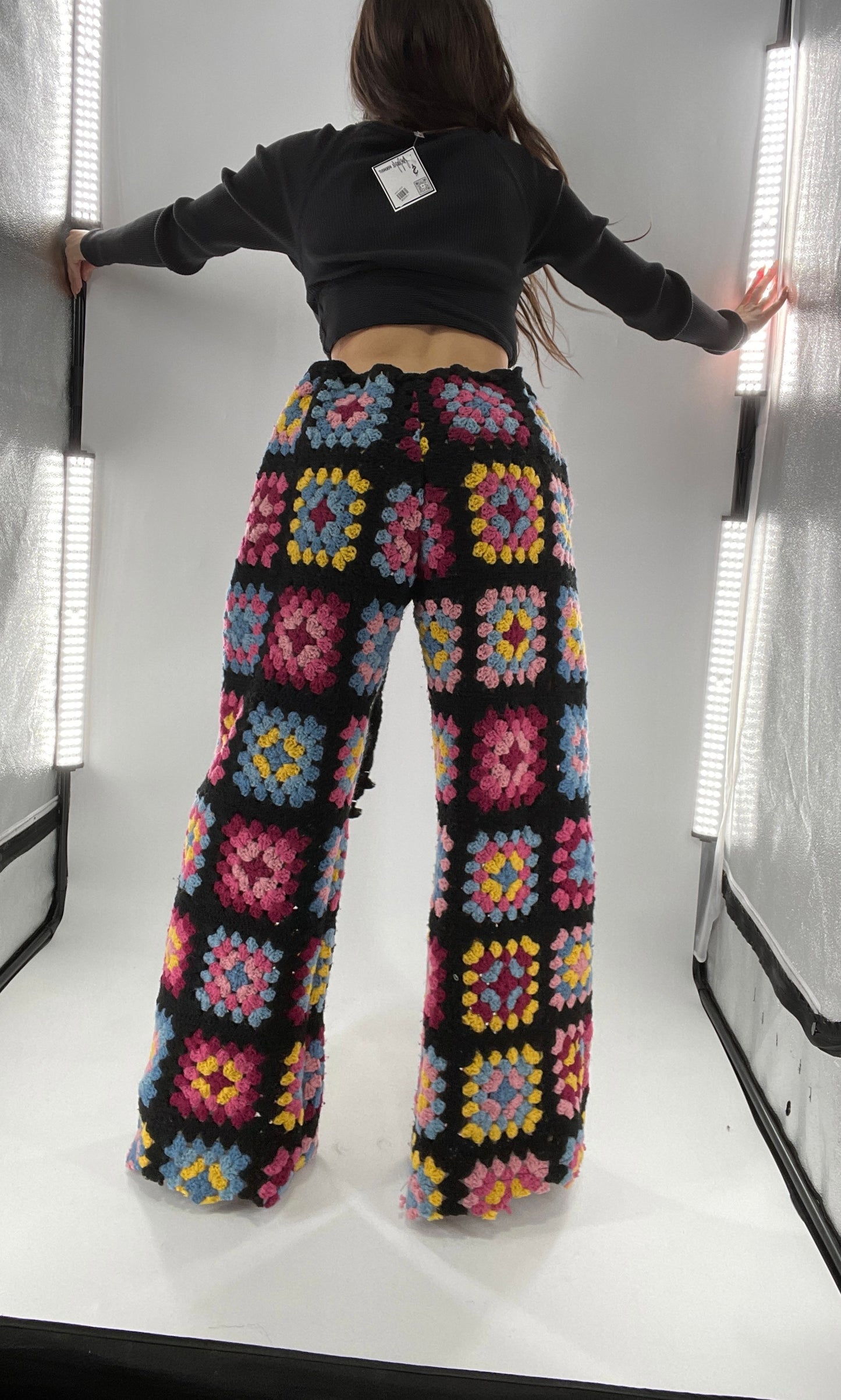 CUSTOM Handmade Granny Square High Contrast Lounge Pants (XS/S/M/L)