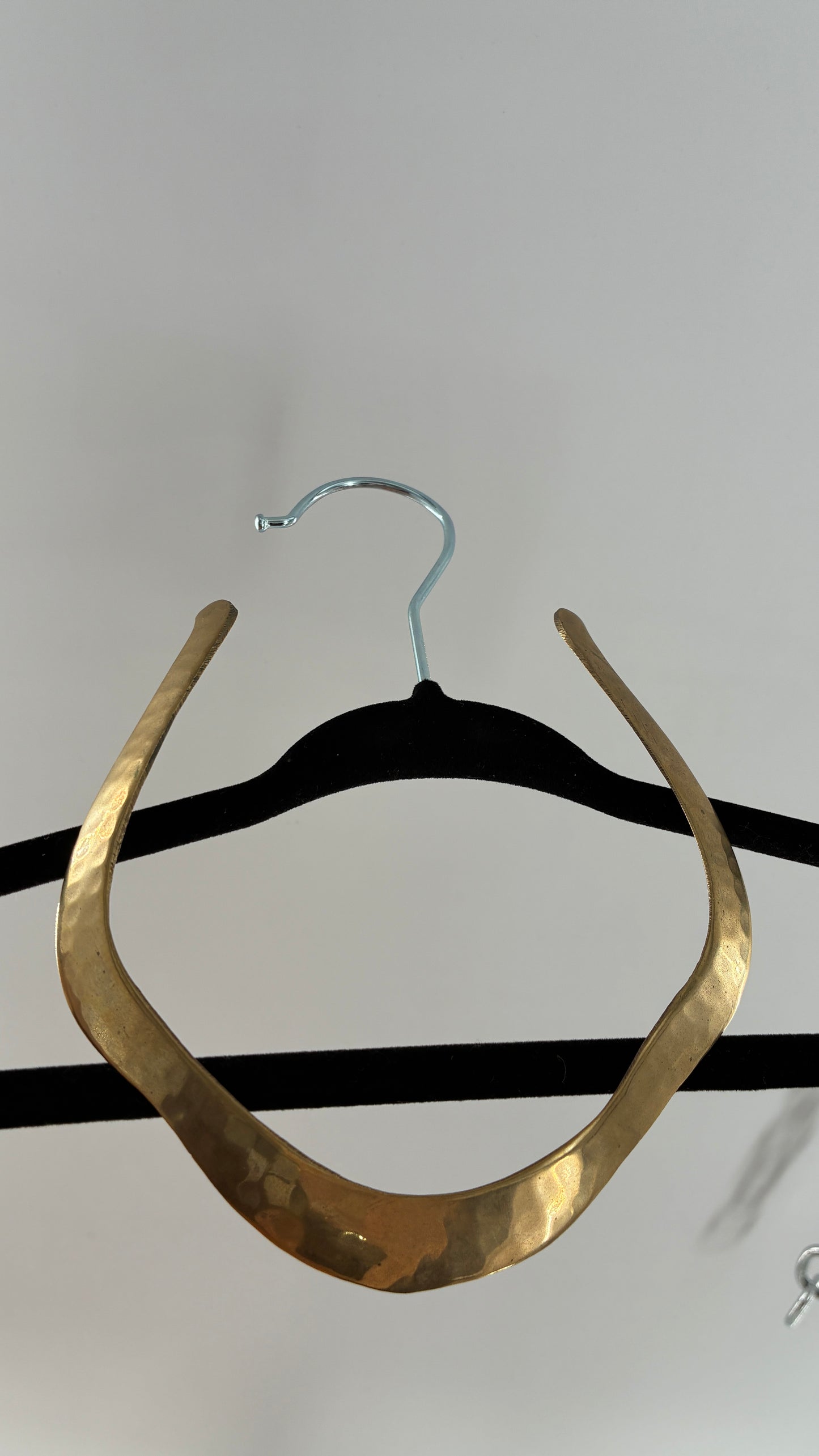 Vintage Hammered Brass Metal Choker Style Necklace
