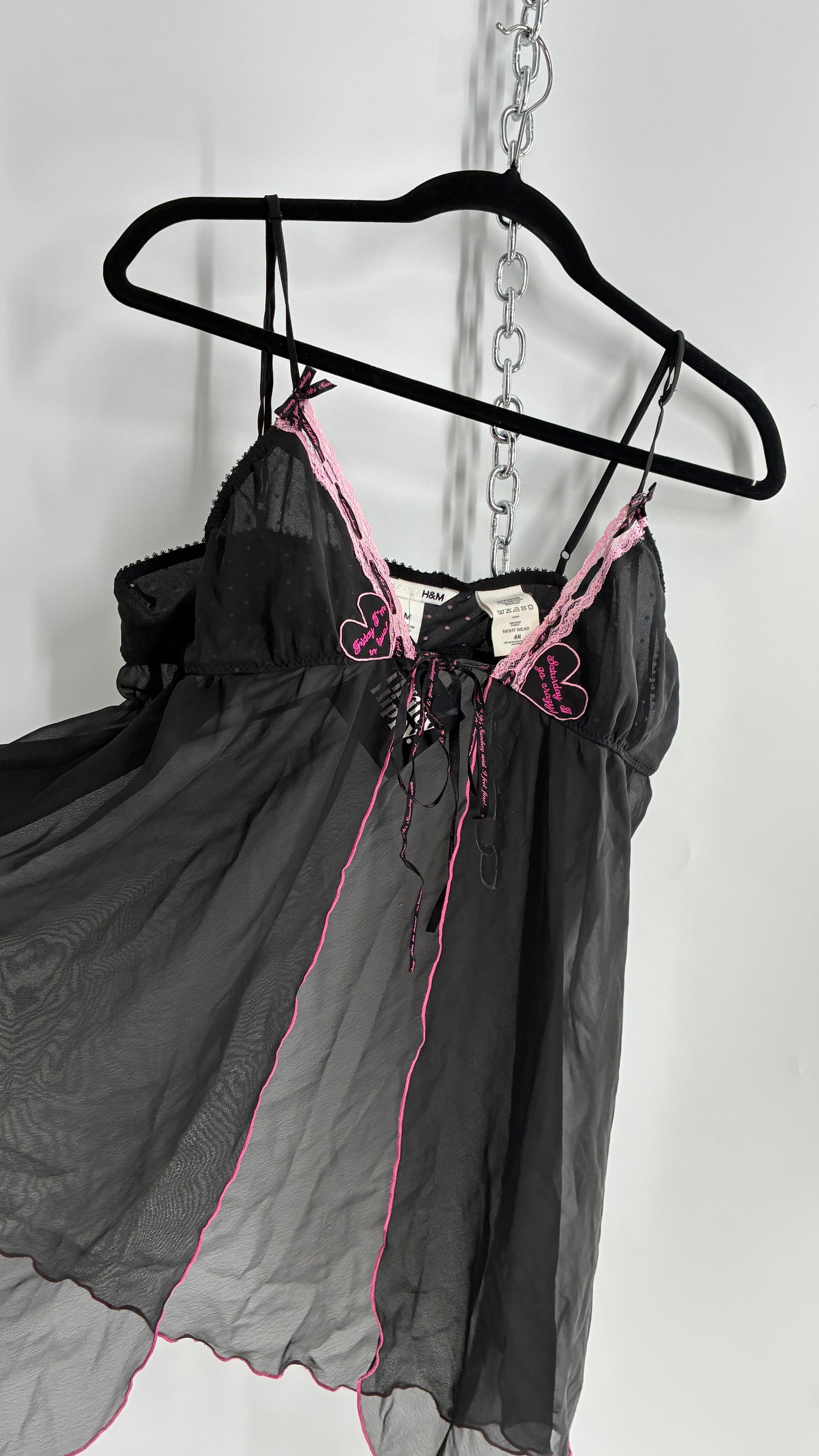 Vintage “Friday I’m in Love. Saturday I go crazy.” Heart Patchwork Polka Dot Camisole (M)