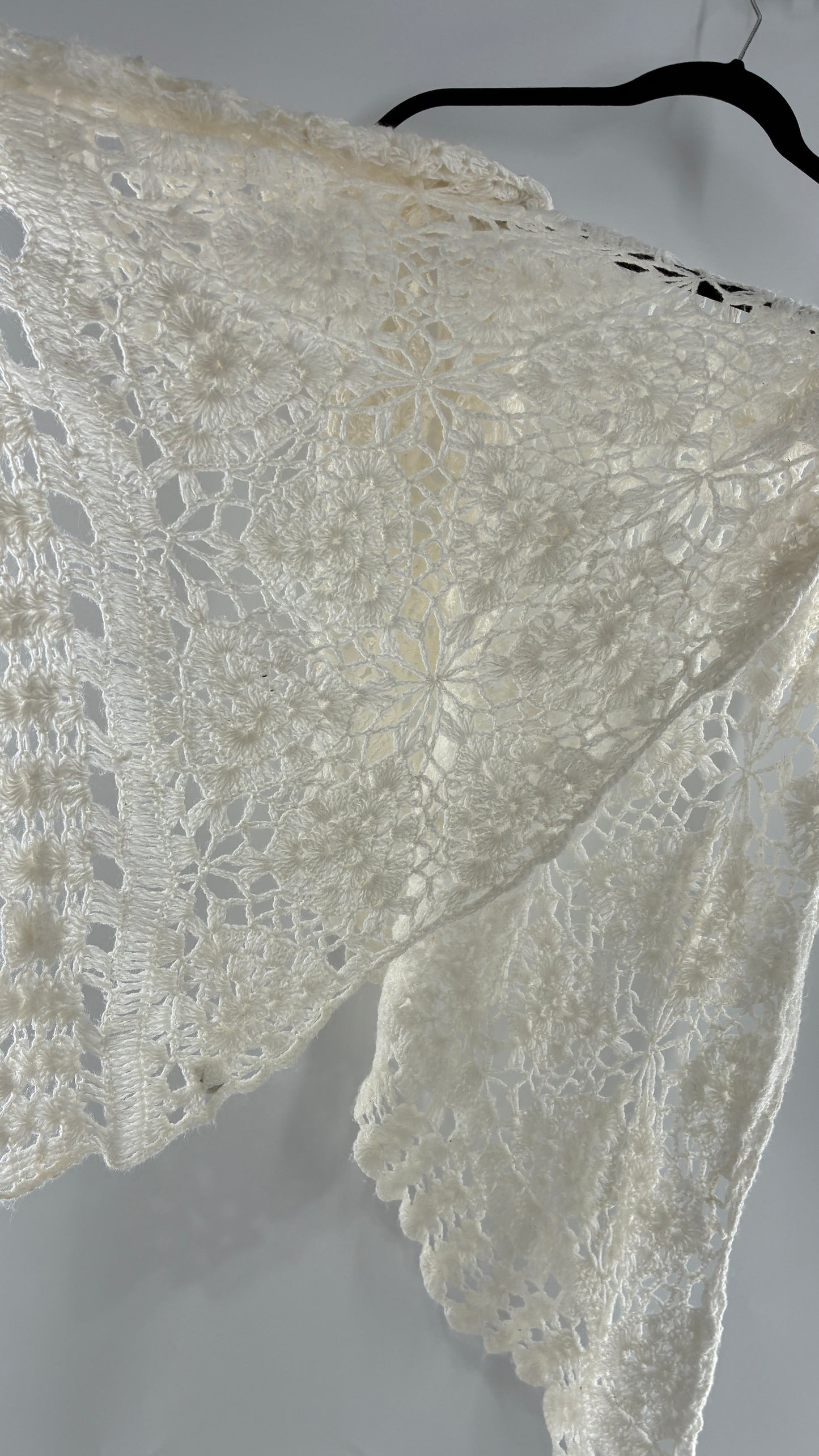 Vintage Crochet Style White Scarf