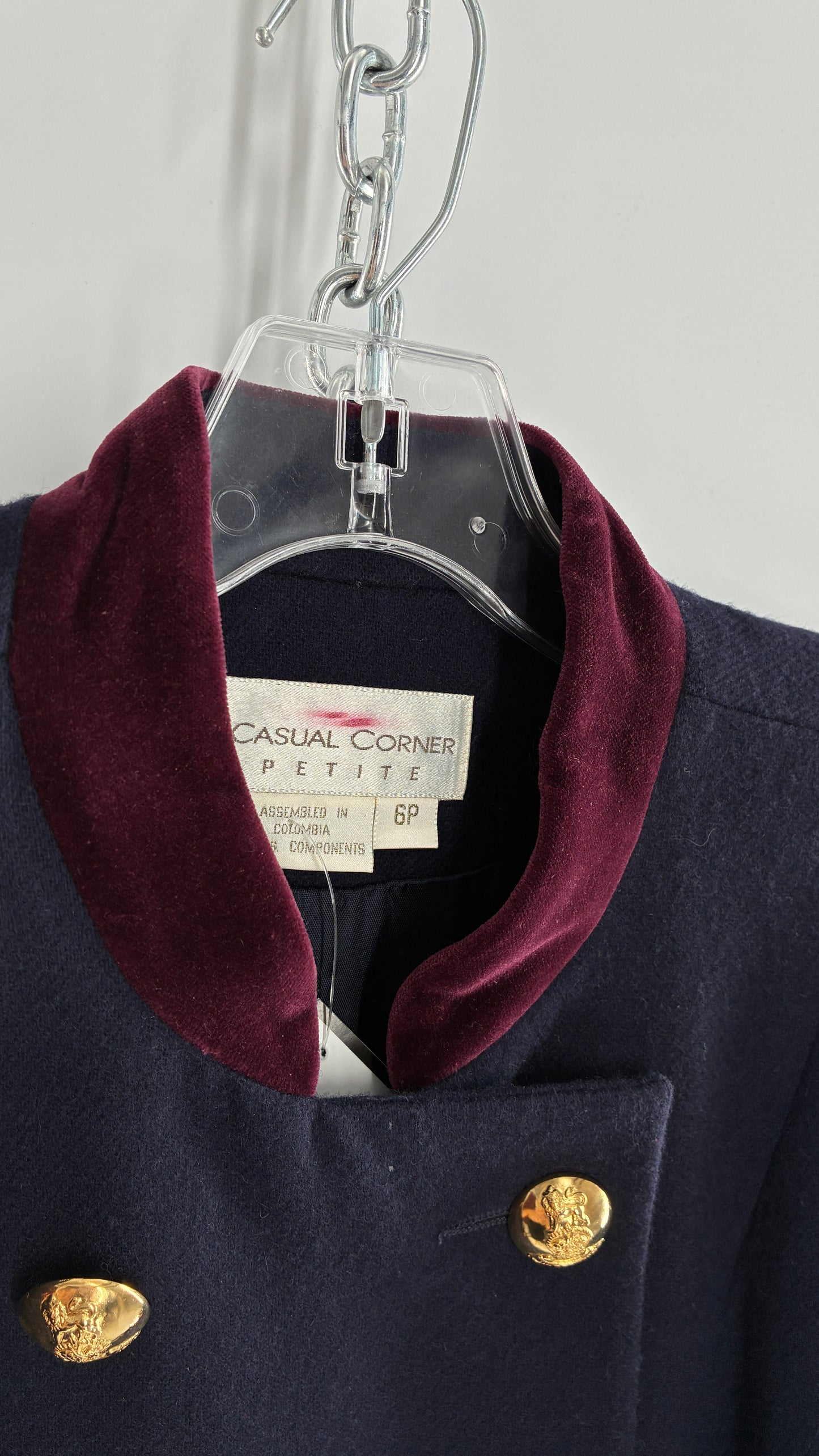 Vintage Suit Set with Bell Boy Style Double Breasted Wool, Velour Cuff Jacket and Upcycled Mini Skirt (6P)