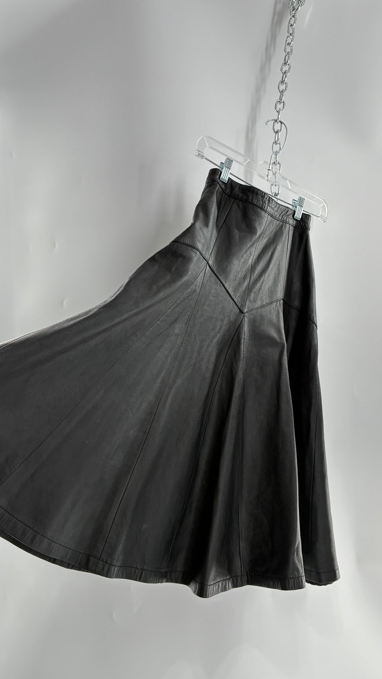 Vintage Fergs Omorro Leather Full Circle Skirt Made in Italy (XS)