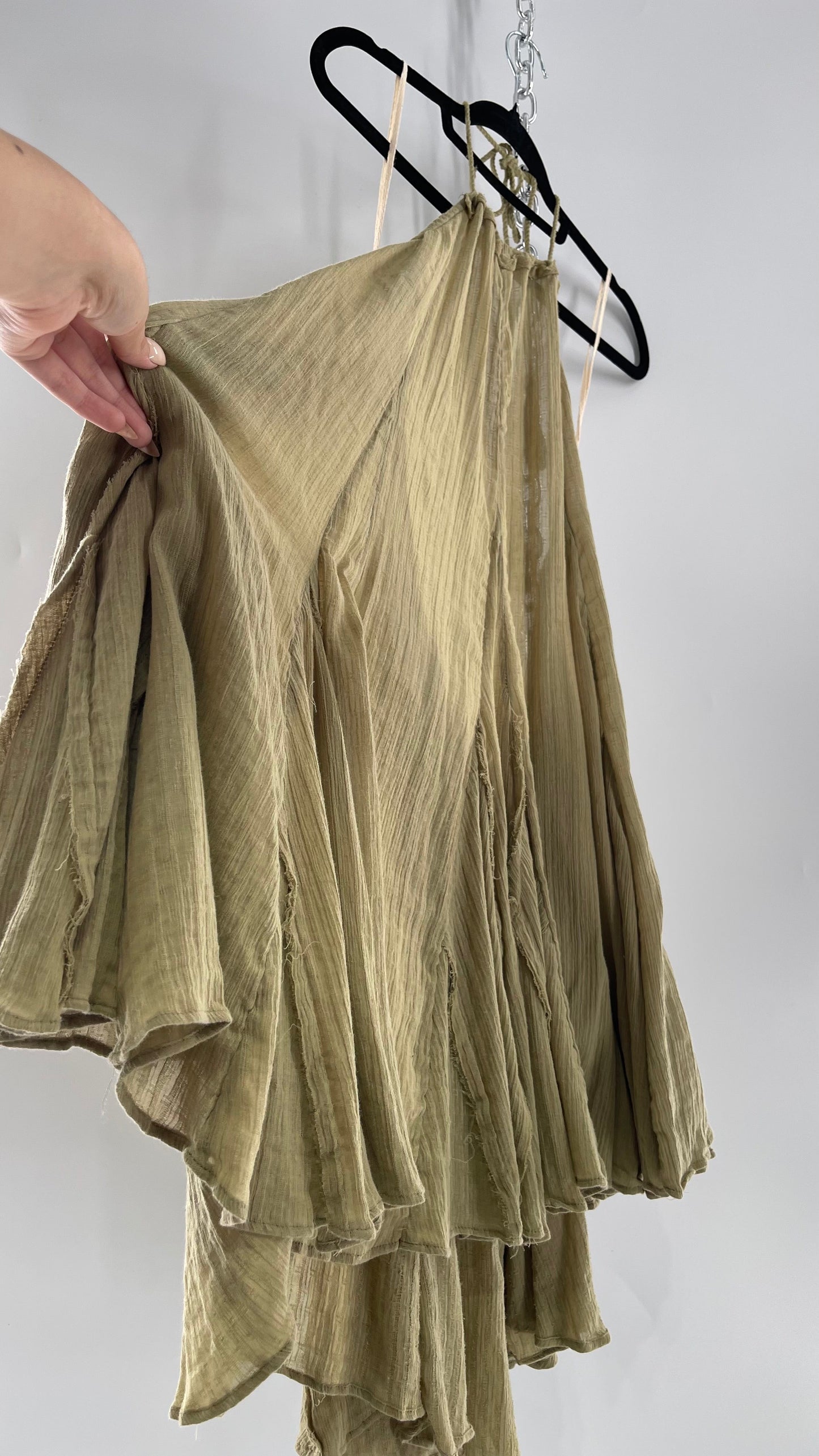 Free People Sage Halter Voluminous Cotton Dress with Open Back (Small)