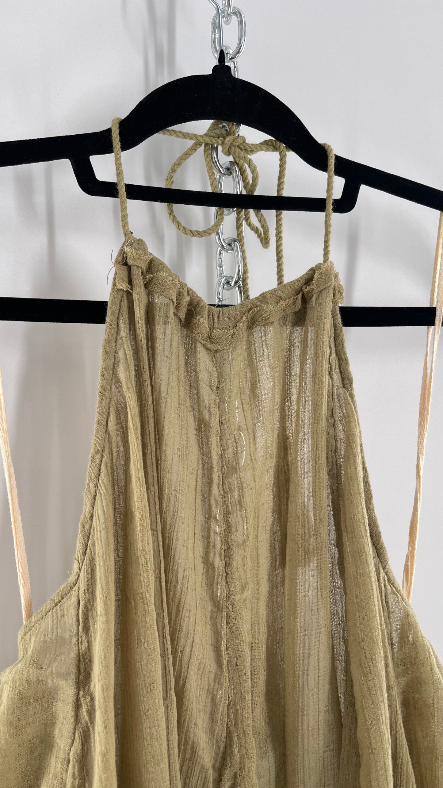 Free People Sage Halter Voluminous Cotton Dress with Open Back (Small)