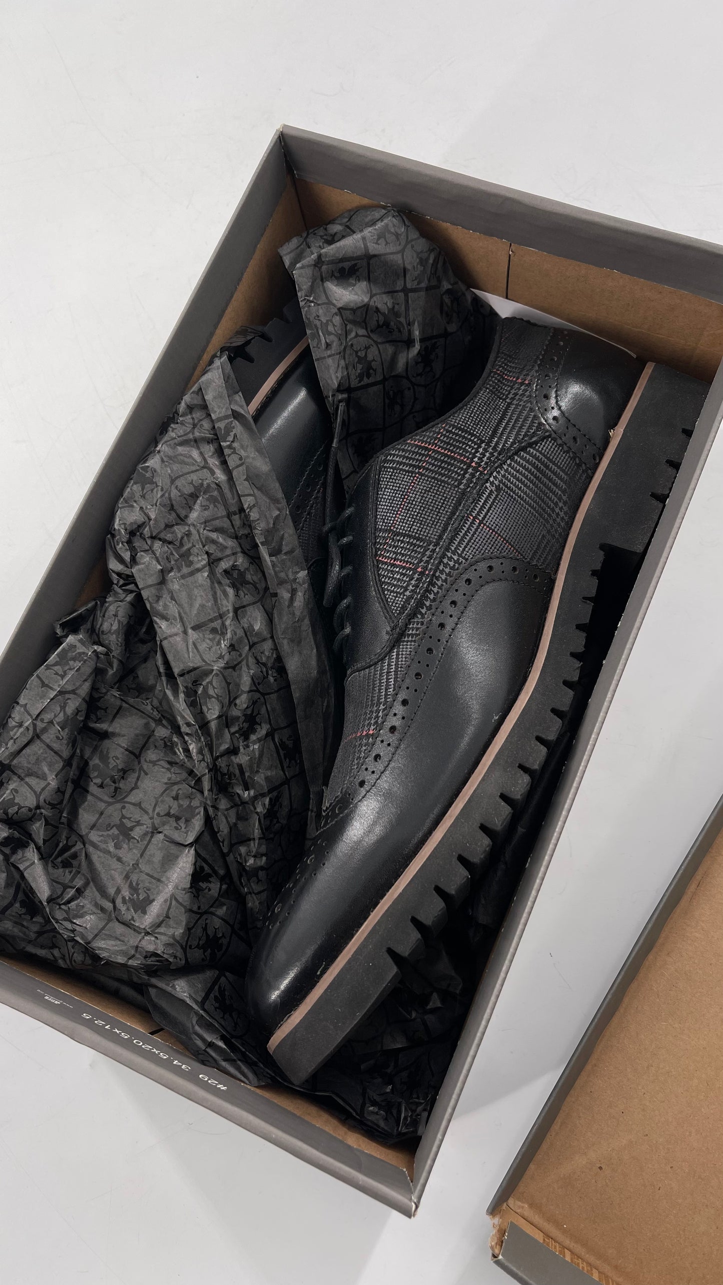 Stacy Adam’s Grey and Black, Plaid and Leather WingTip Oxfords (11)